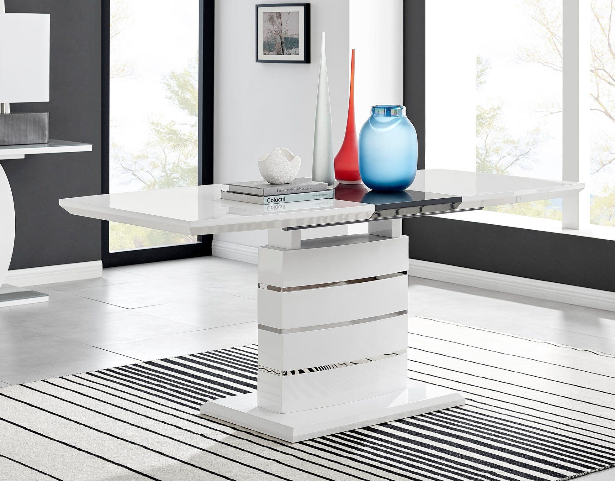 Renato 140cm 6 Seater Modern High Gloss Extending Dining Table