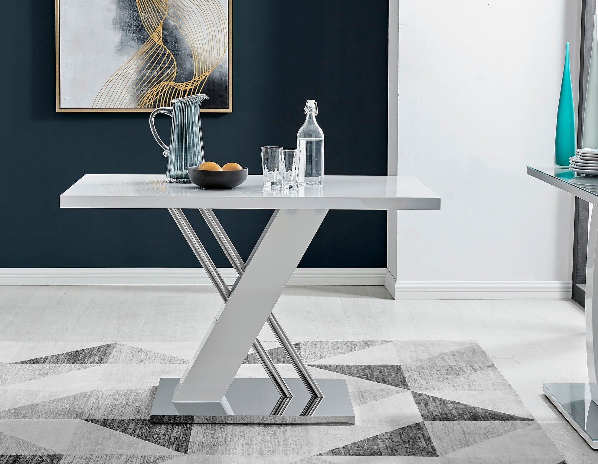 Sorrento 120cm 4 Seater High Gloss Chrome Modern Dining Table