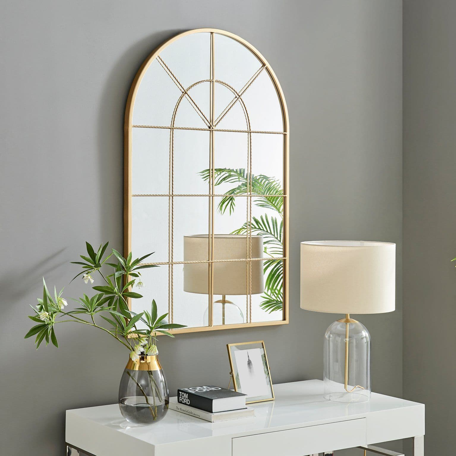 Zeus Large 120cm x 80cm Art Deco Window Floor or Wall Hallway Bedroom Dining Living Room Mirror