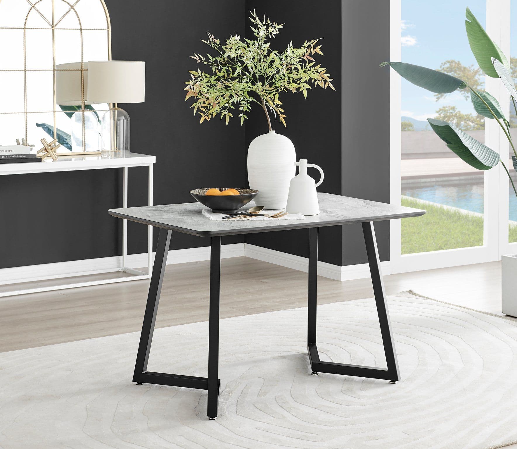 Carson 120cm White Marble Effect Large Dining Table Legs