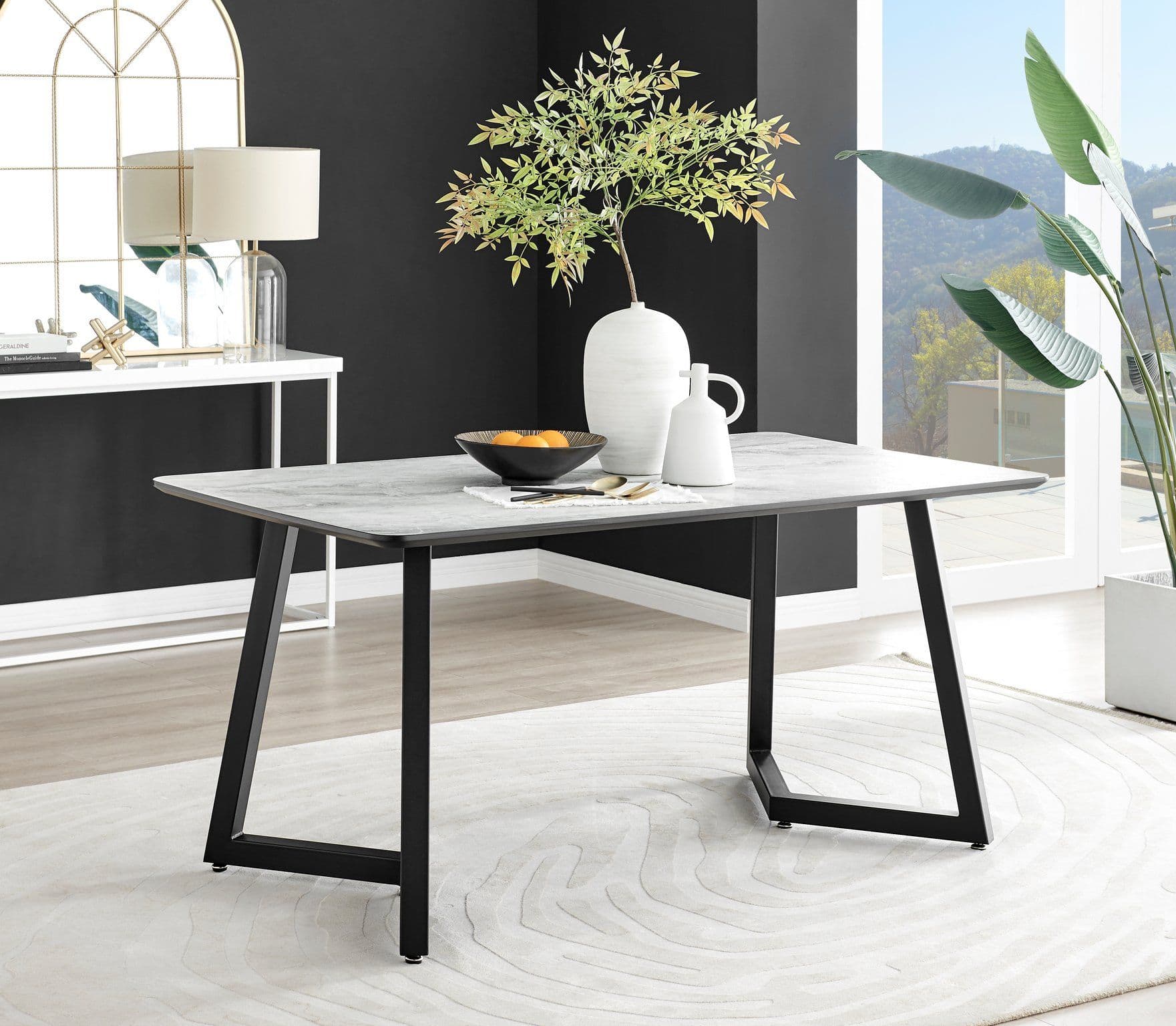Carson 160cm White Marble Effect Large Dining Table Legs