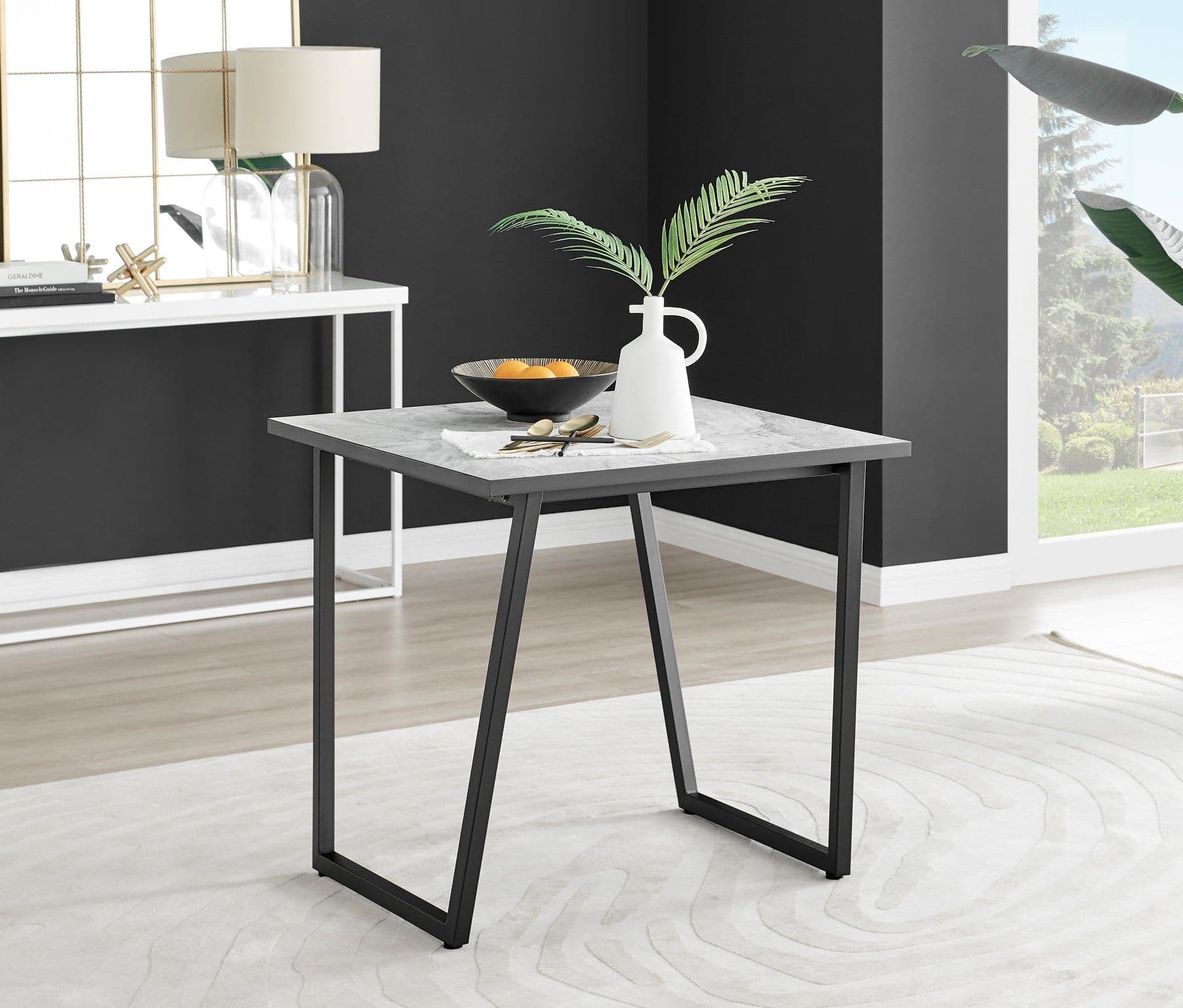 Carson Square White Marble Effect Dining Table Legs