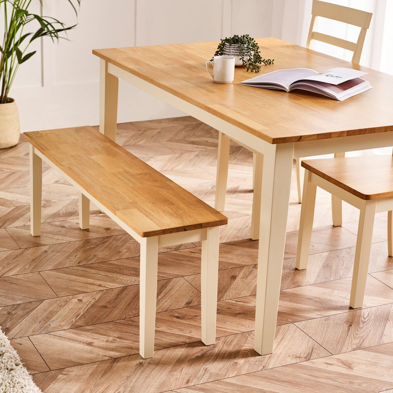 Tenby Large Oak Coloured Wooden Dining Bench