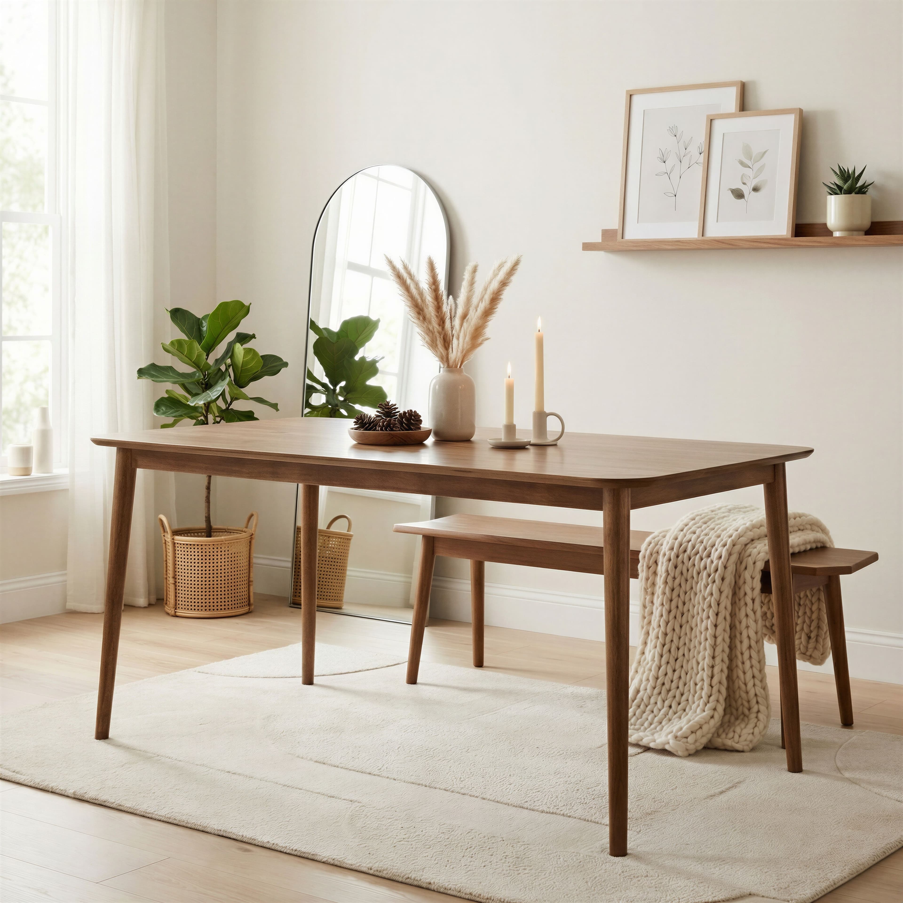 Lynton 6 Seat Dark Large Stain Wooden Dining Table Retro Nods Solid Rubberwood Dinner Table