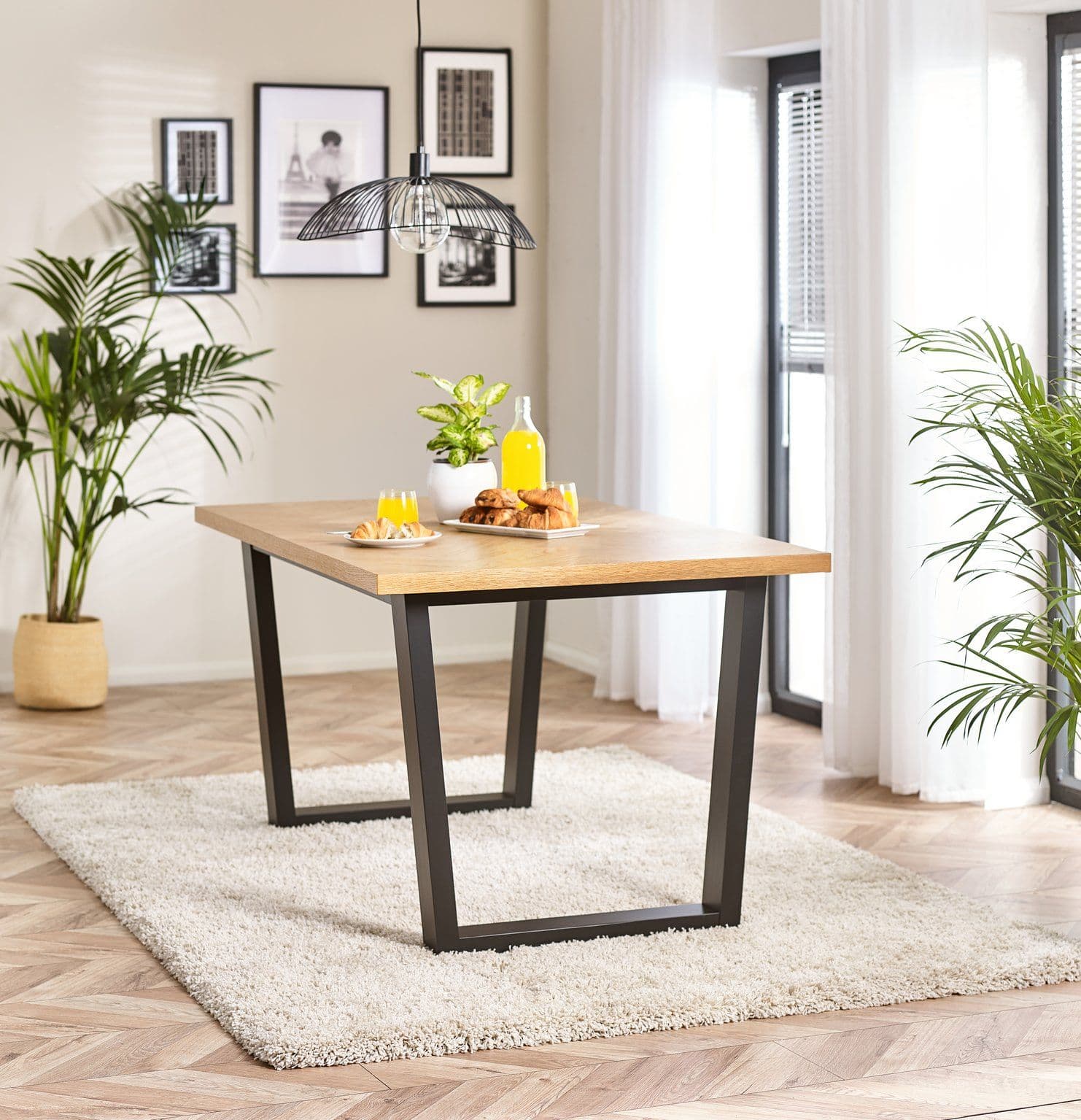 Cotswold Rectangular 6 Seater Oak Coloured Wooden Dining Table Wooden Legs