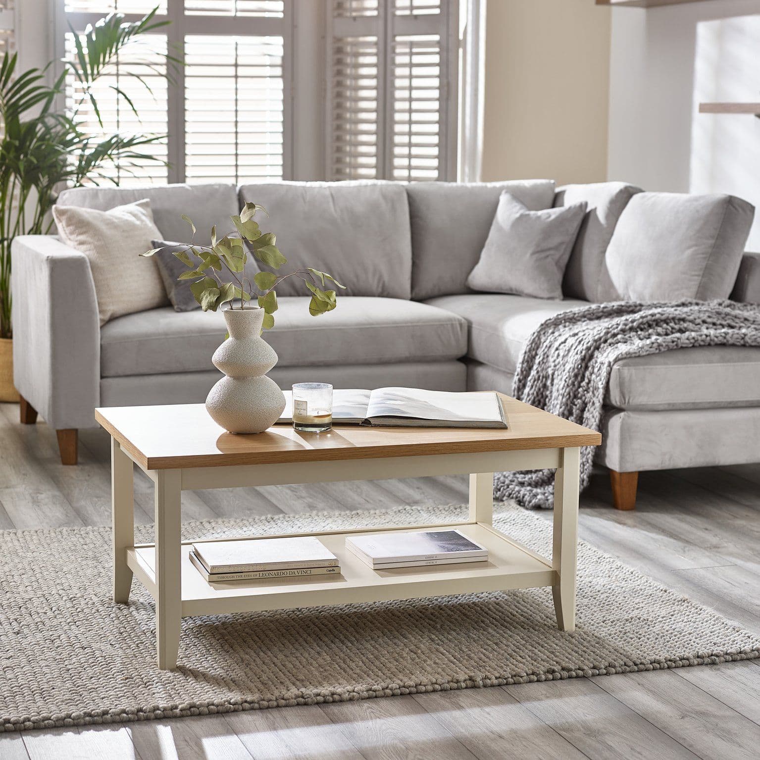 Solid Wood Coffee Table Eden Wooden Coffee Table Pale Oak Stain Tabletop Legs Bright Modern Take on Classic Farmhouse Living Room Furnitur