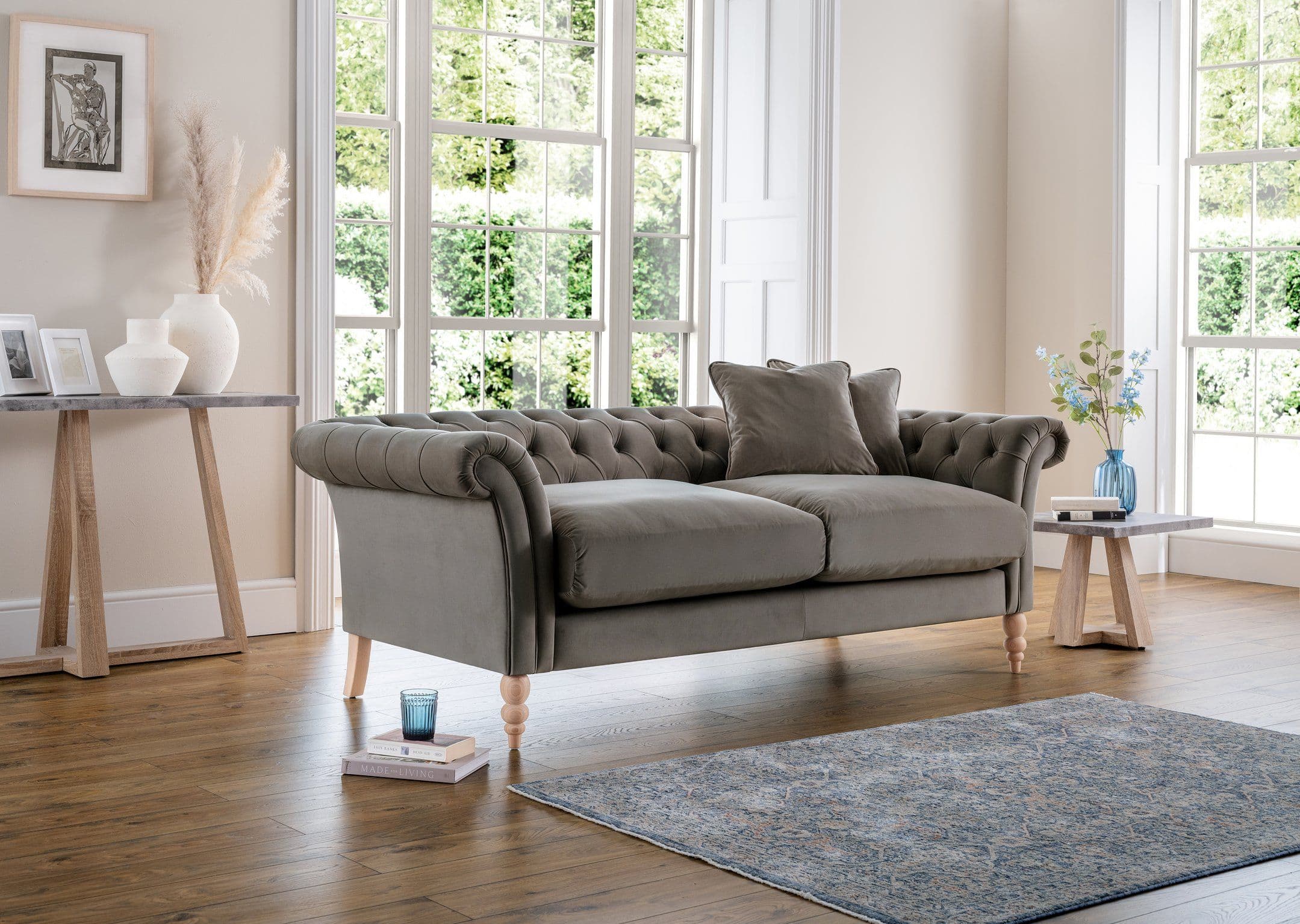 Olivia 3 Seater Modern Hand Crafted Soft Touch Velvet Sofa Wooden Frame
