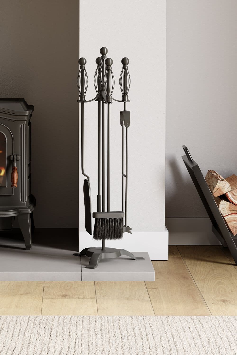 Fire Vida 5 Piece Darton Companion Set Indoor Outdoor Fireplace Tool