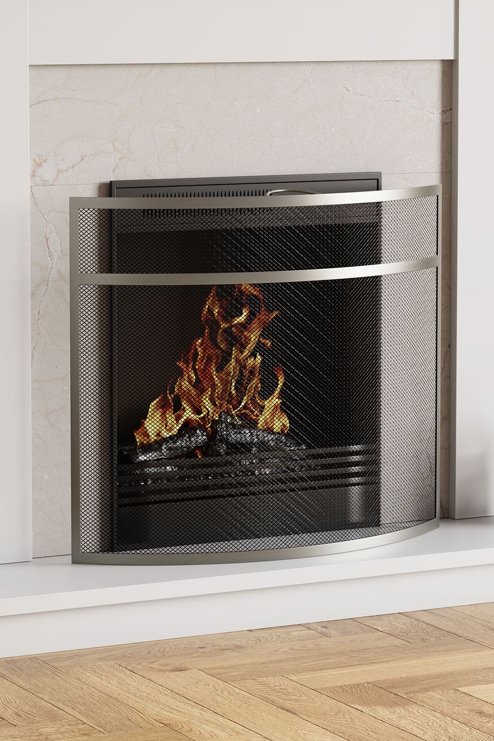 Fire Vida Buckton Fire Guard Nickel Fireplace Shield Protector 640 x 730 x 120 mm