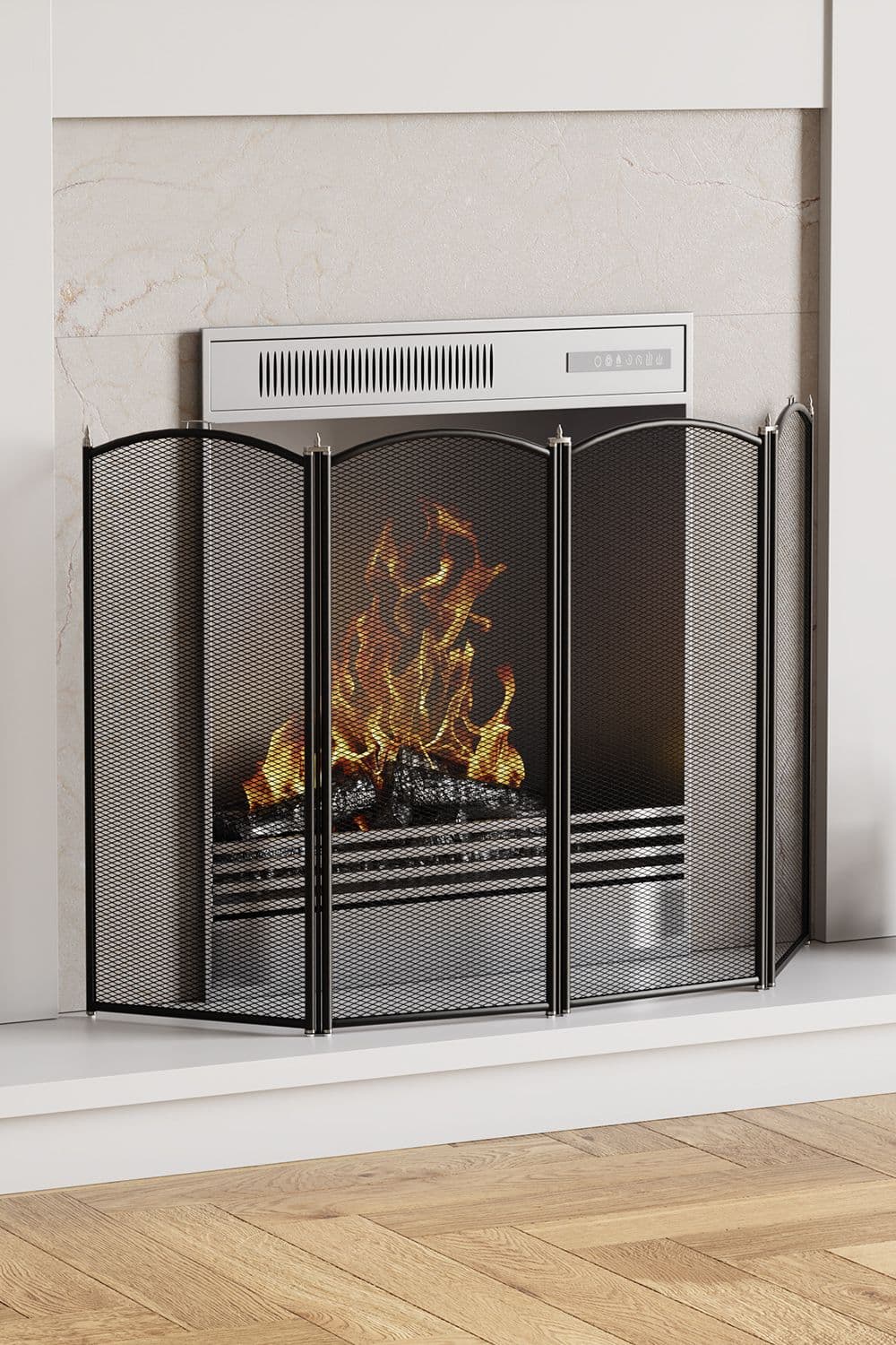 Fire Vida Stanton 4 Panel Fire Guard Fireplace Shield Protector