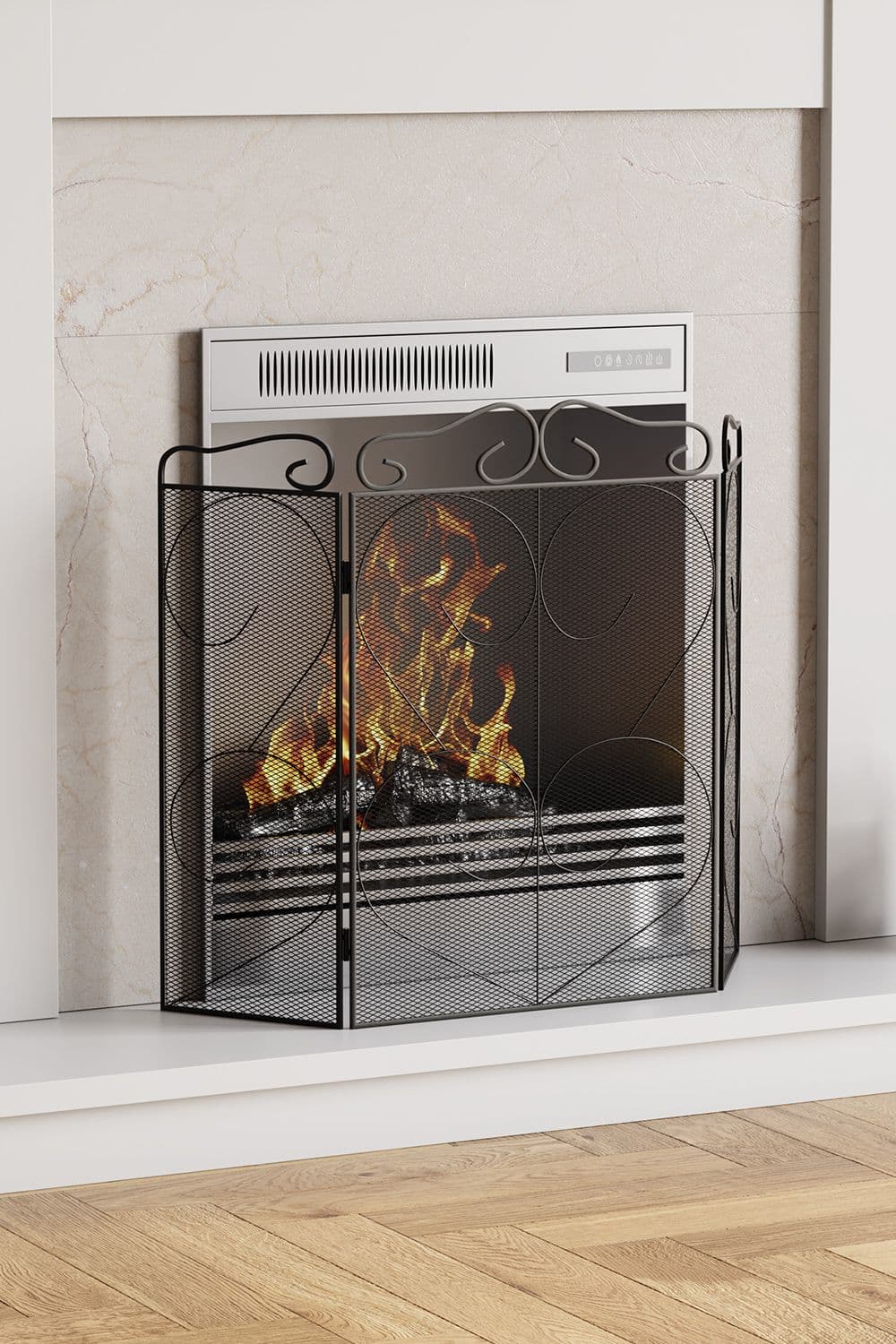 Fire Vida Tapton 3 Panel Fire Guard Fireplace Shield Protector