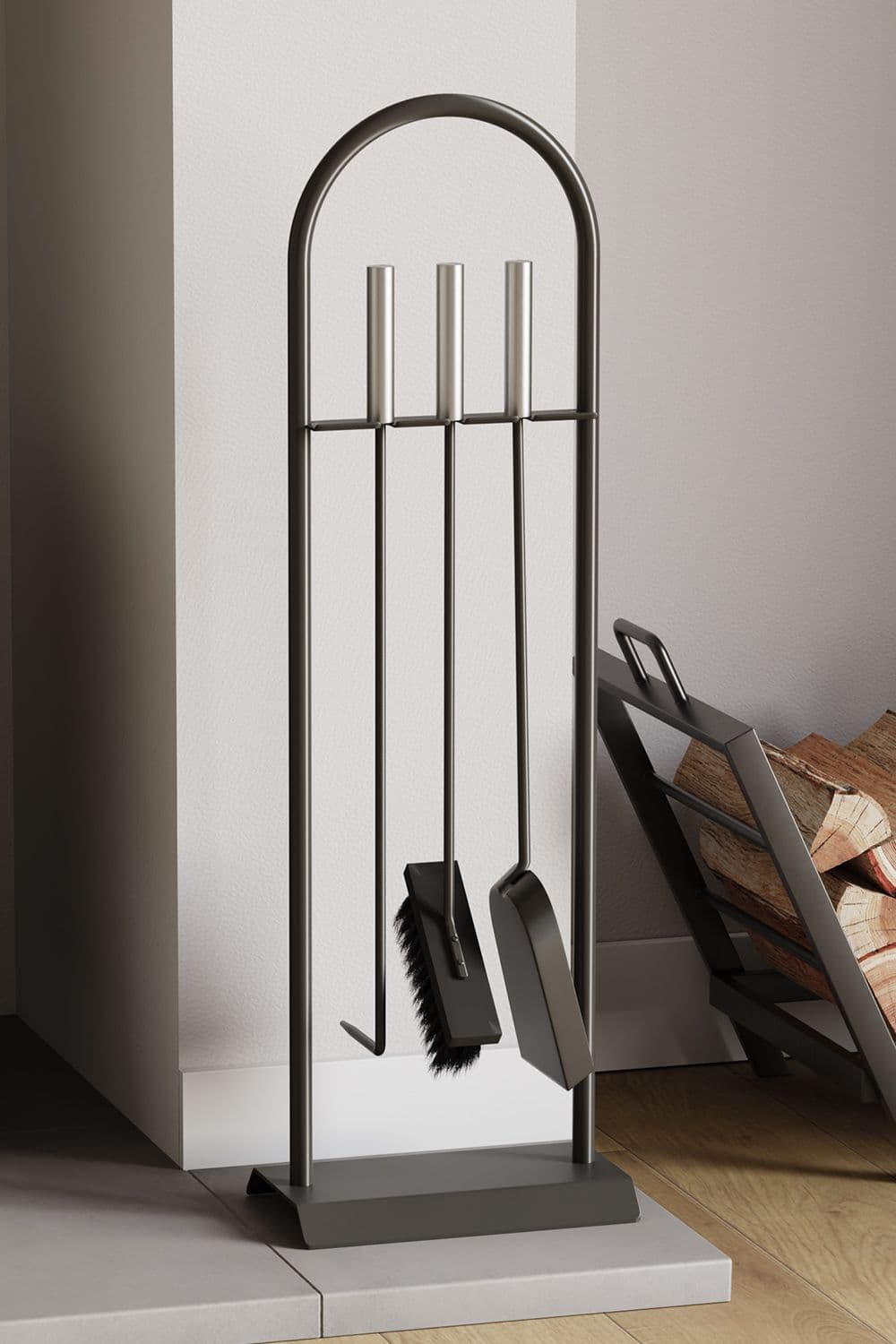 Fire Vida 4 Piece Arc Companion Set Indoor Outdoor Fireplace Tool