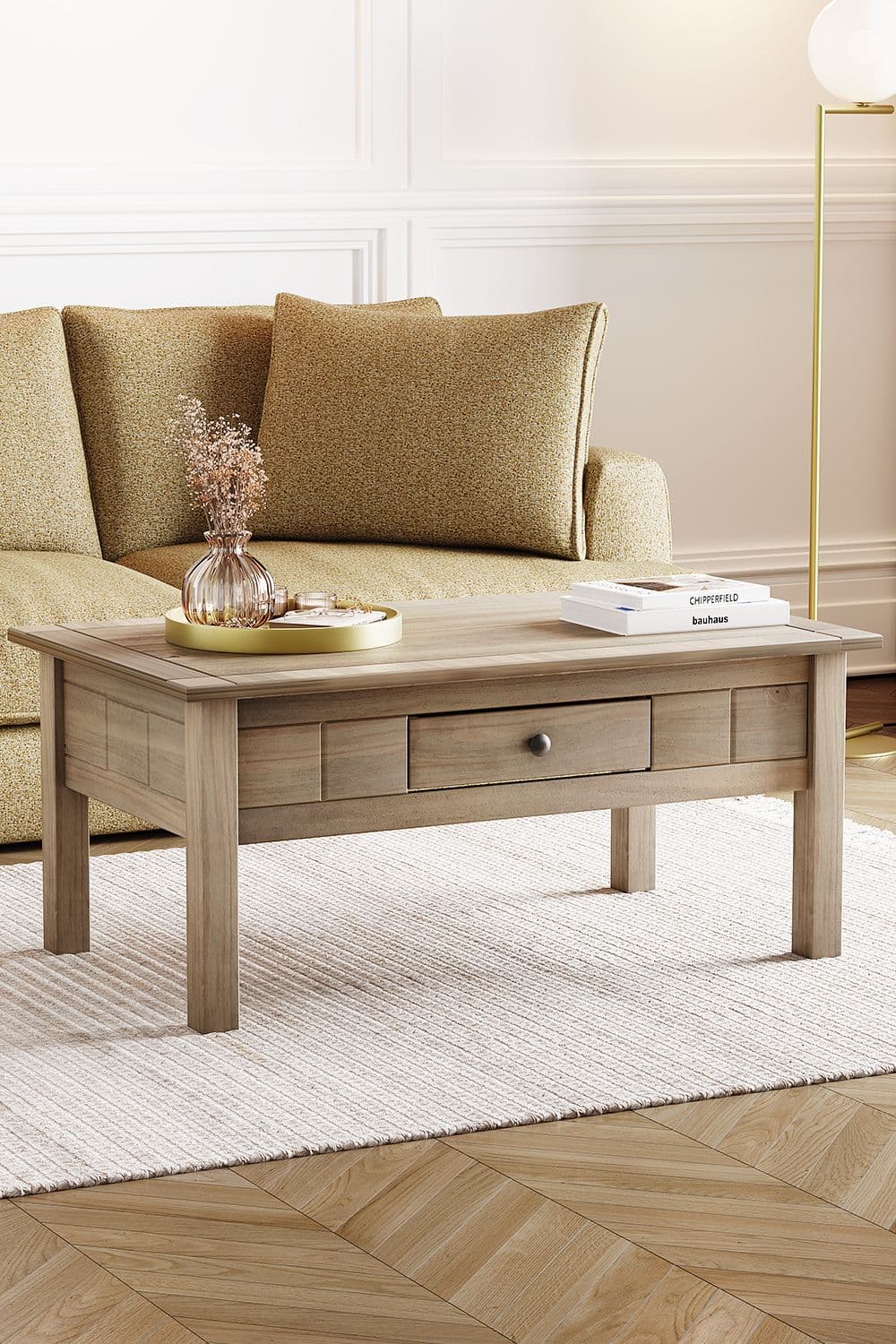 Vida Designs Panama 1 Drawer Coffee Table Storage Cabinet Living Room