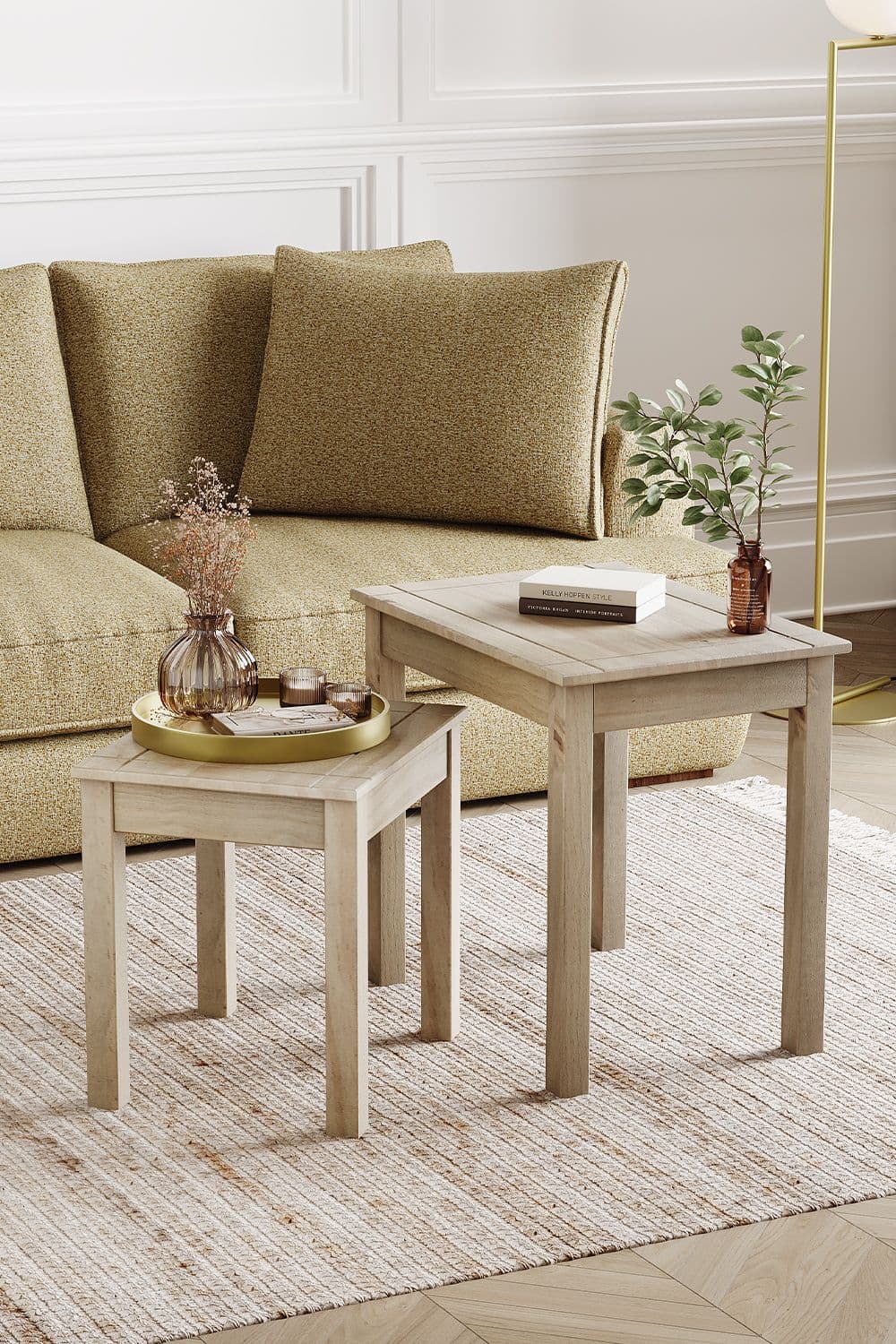 Vida Designs Panama Nest Tables Set 2 Storage Living Room Furniture