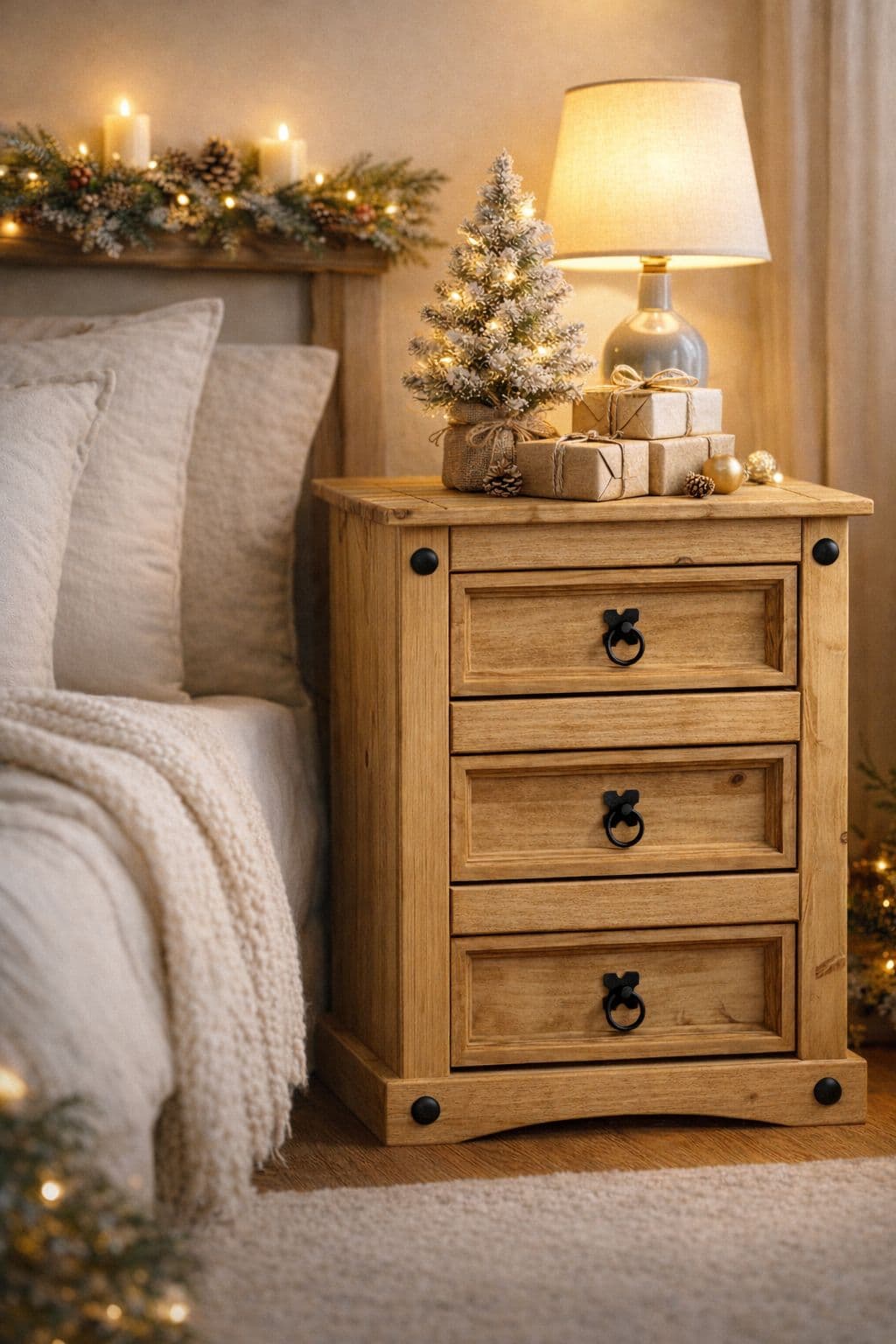 Vida Designs Corona 3 Drawer Bedside Chest Storage Bedroom Furniture