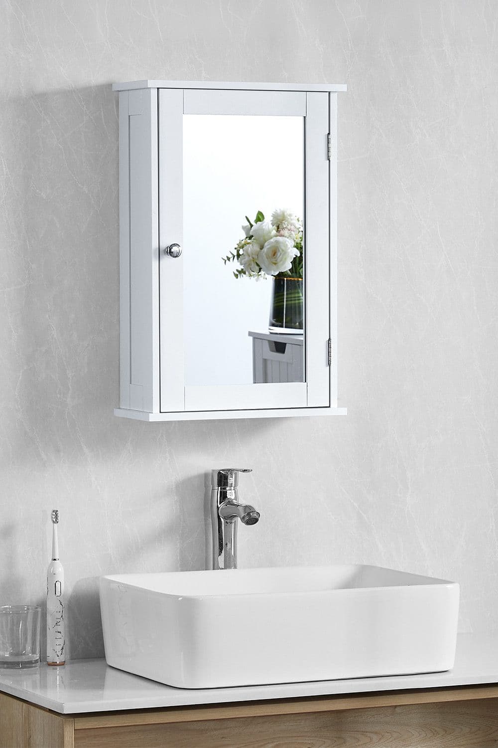 Bath Vida Priano 1 Door Mirrored Wall Cabinet Shelf Storage Bathroom Furniture 530 x 340 x 150 mm