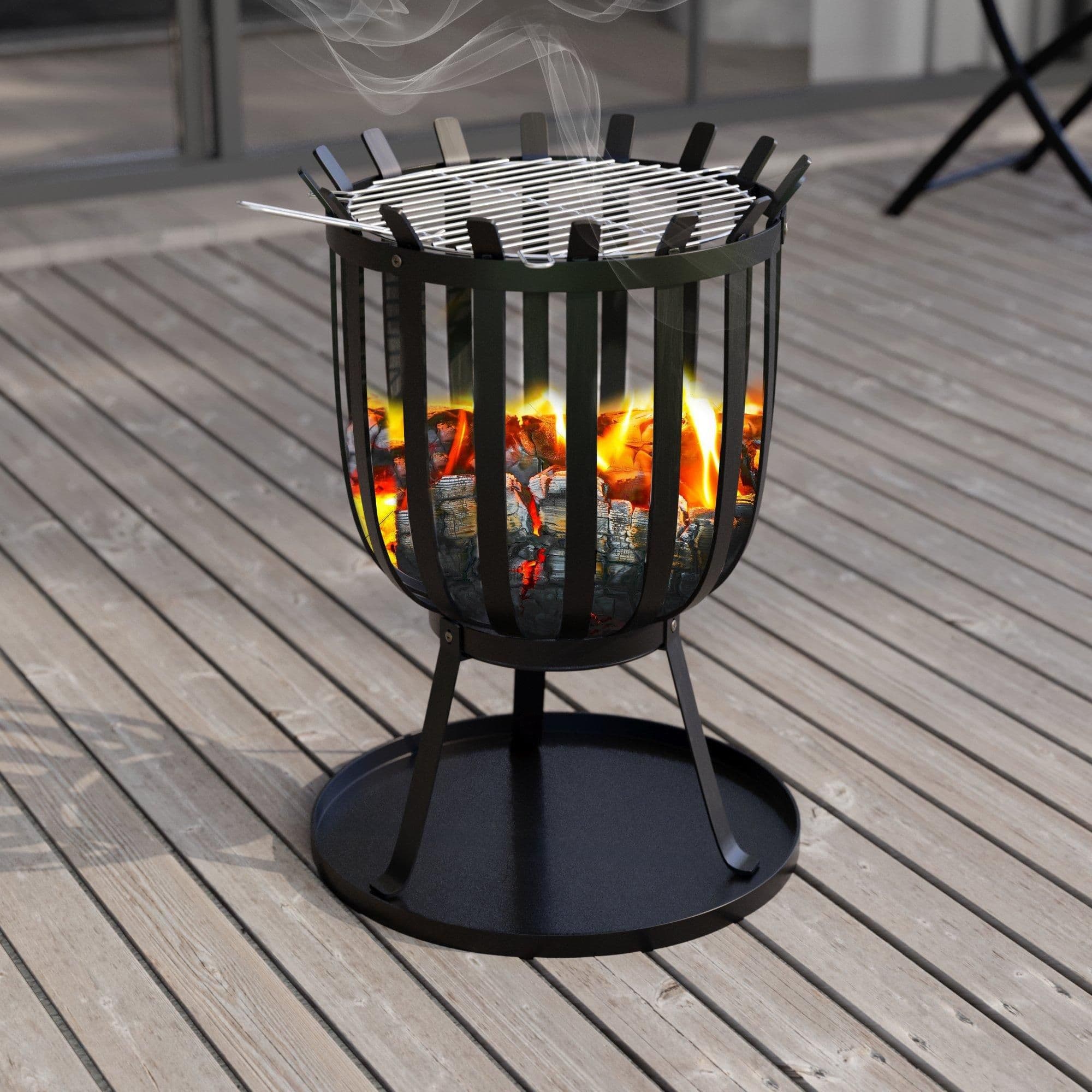 Fire Vida Steel Brazier Square Outdoor Fire Pit Cooking Grill
