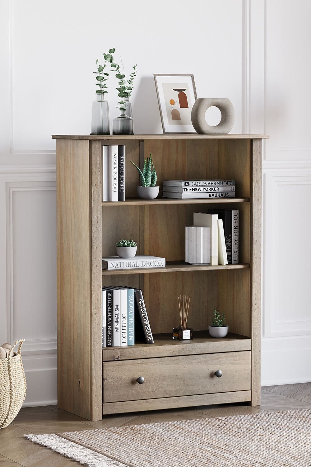 Vida Designs Panama 1 Drawer Bookcase Storage 1100 x 800 x 350 mm