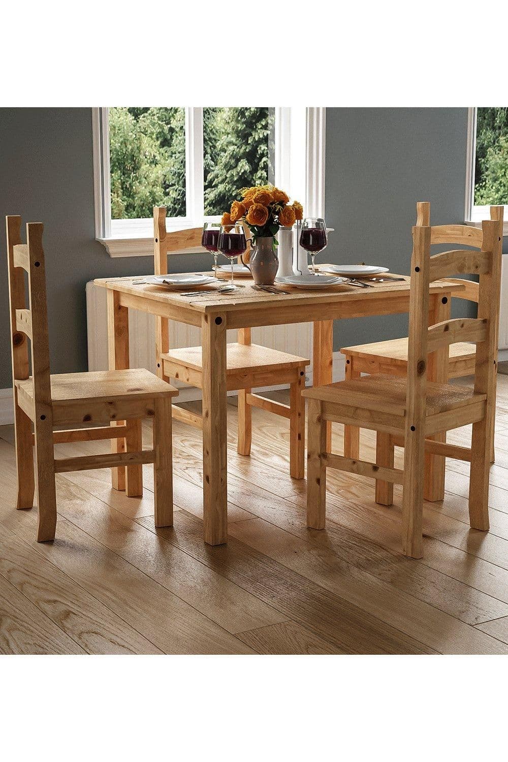 Vida Designs Corona 4 Seater Dining Set Solid Pine Kitchen Furniture