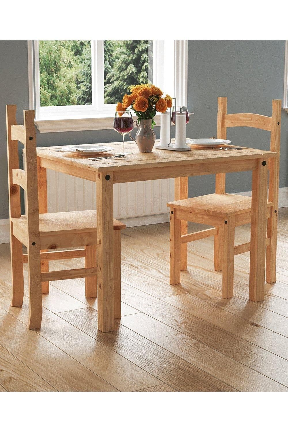 Vida Designs Corona 2 Seater Dining Set Solid Pine Kitchen Furniture