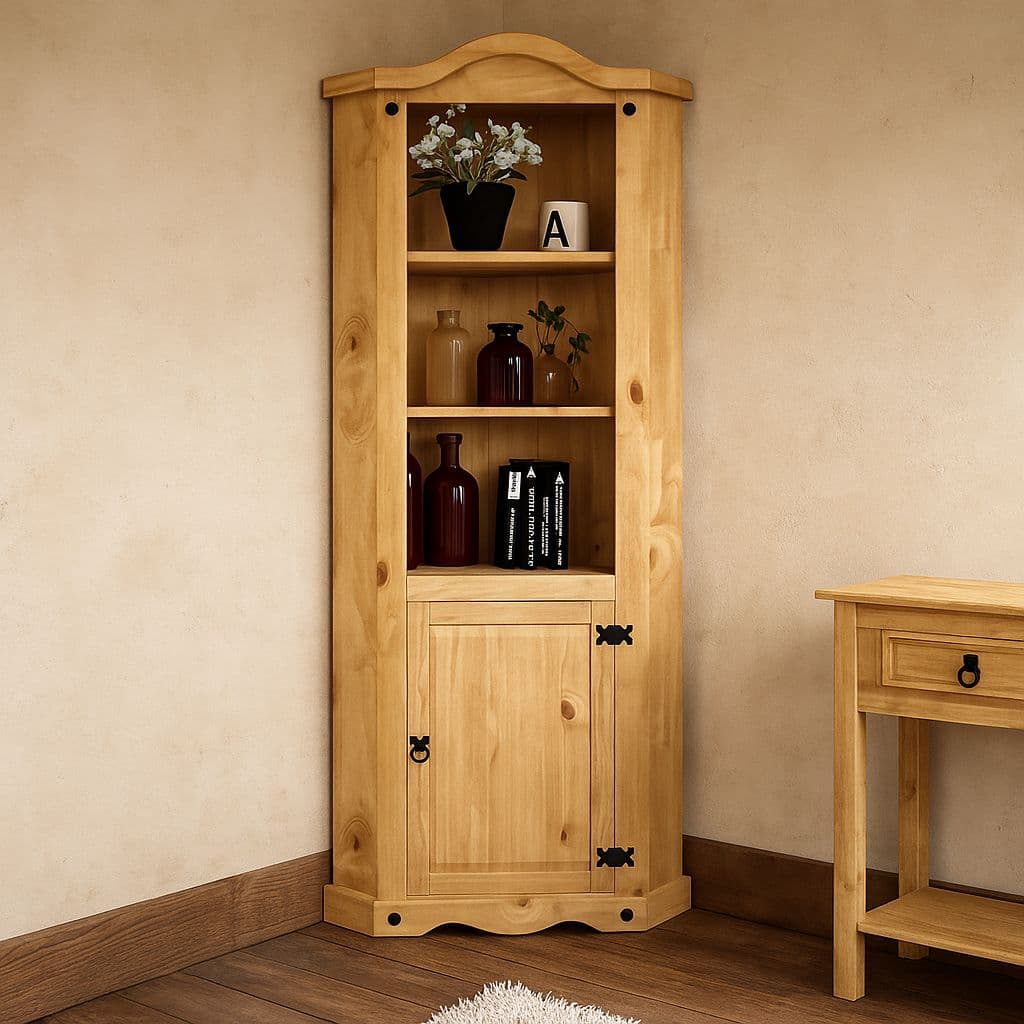 Vida Designs Corona 1 Door Corner Bookcase Storage 1780 x 750 x 370 mm
