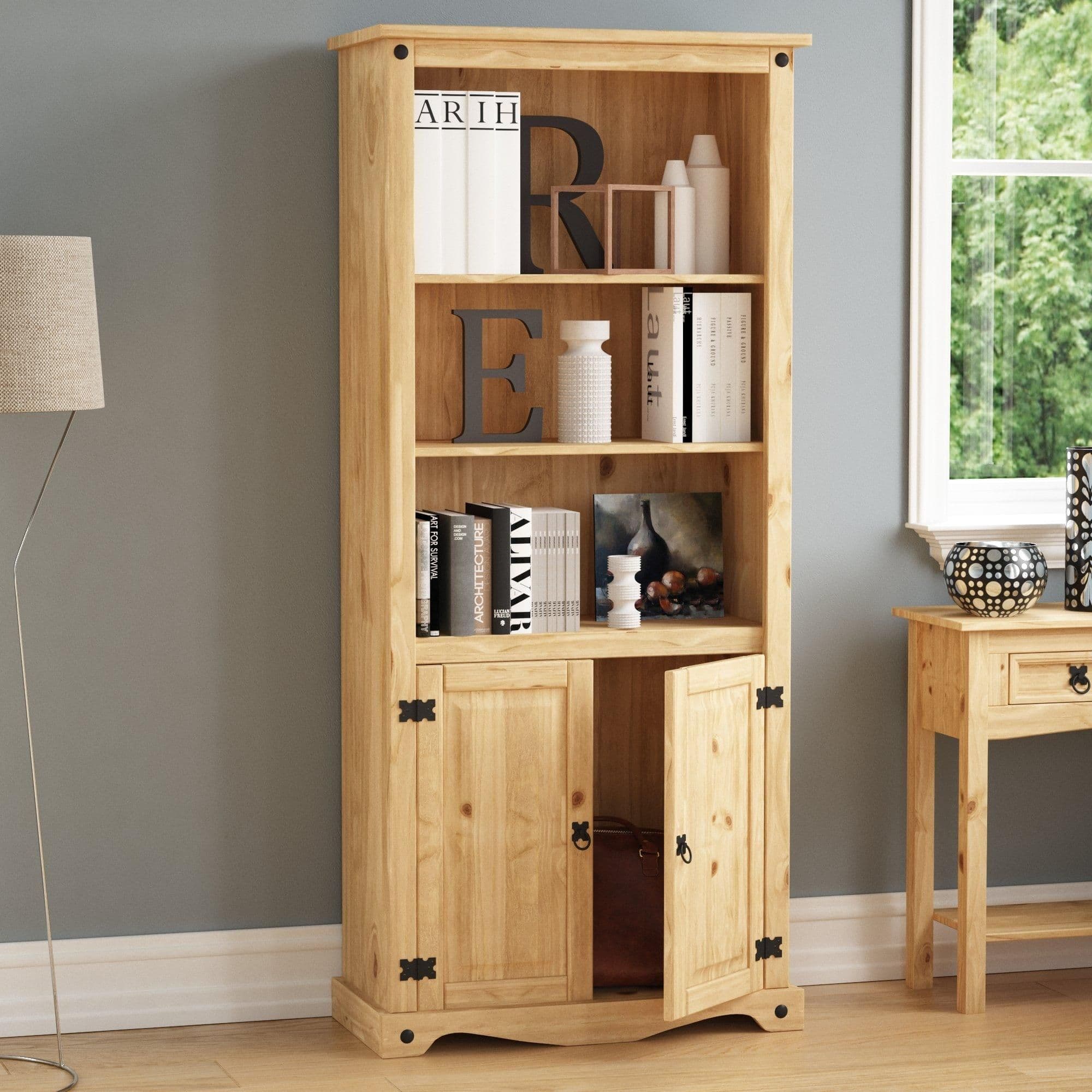 Vida Designs Corona 2 Door Bookcase Storage 1700 x 750 x 350 mm