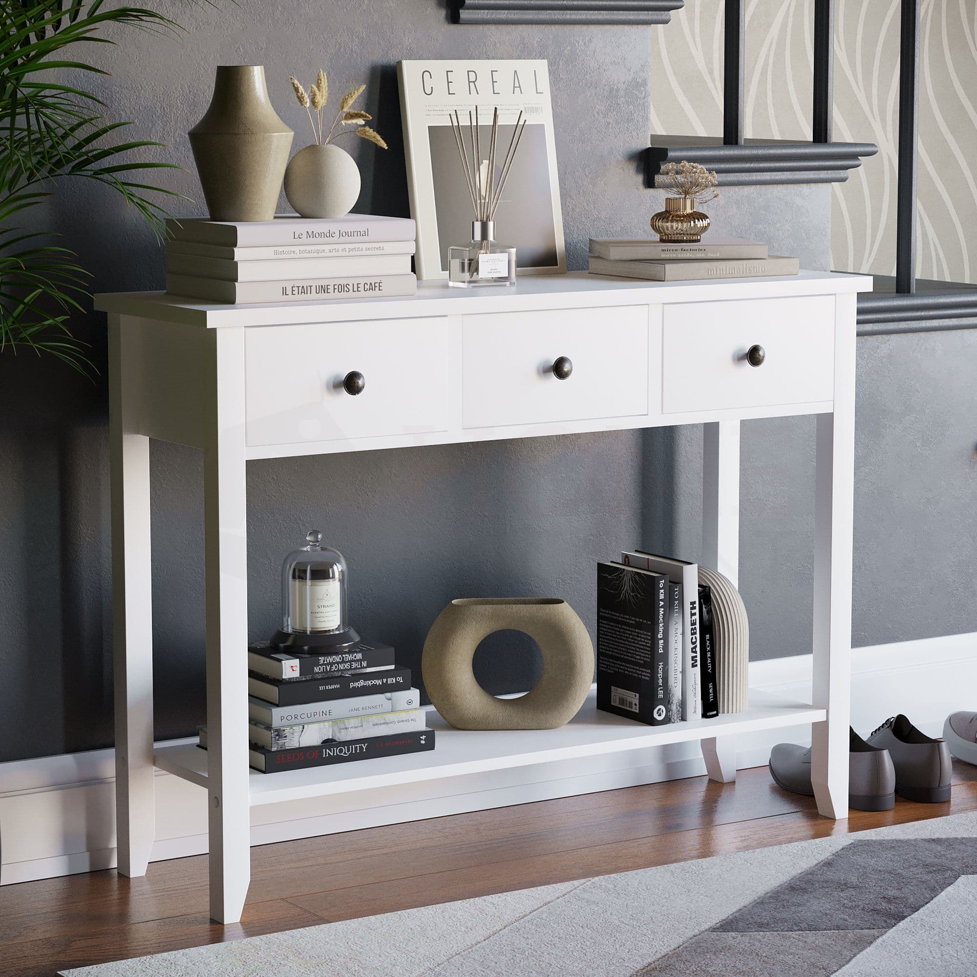 Vida Designs Windsor 3 Drawer Console Table Storage Organizer 740 x 1000 x 300 mm