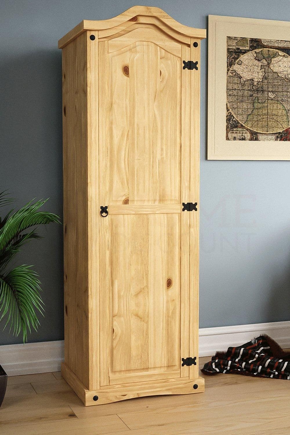 Vida Designs Corona 1 Door Wardrobe Solid Pine 1780 x 570 x 500 mm