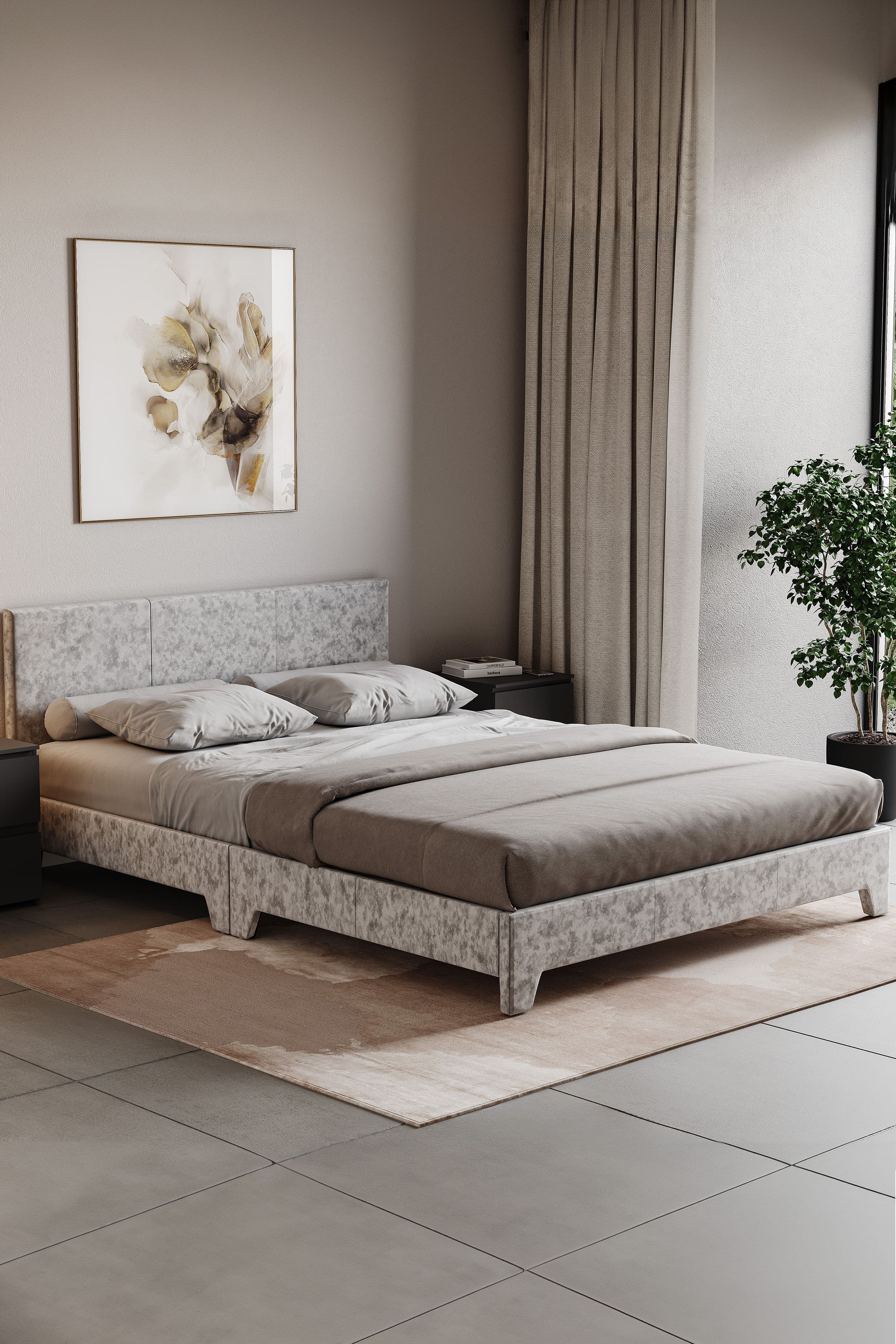 Vida Designs Victoria Double Bed Frame Velvet Fabric 770 x 1420 x 1970 mm