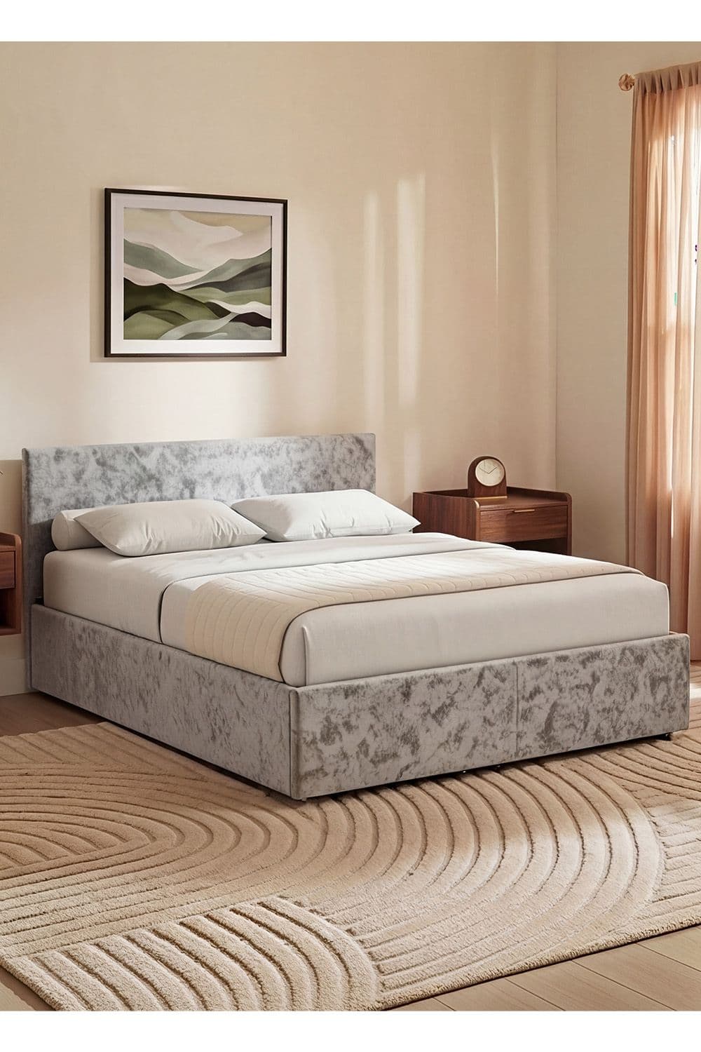 Vida Designs Veronica Double Ottoman Bed Velvet Fabric 820 x 1440 x 2000 mm