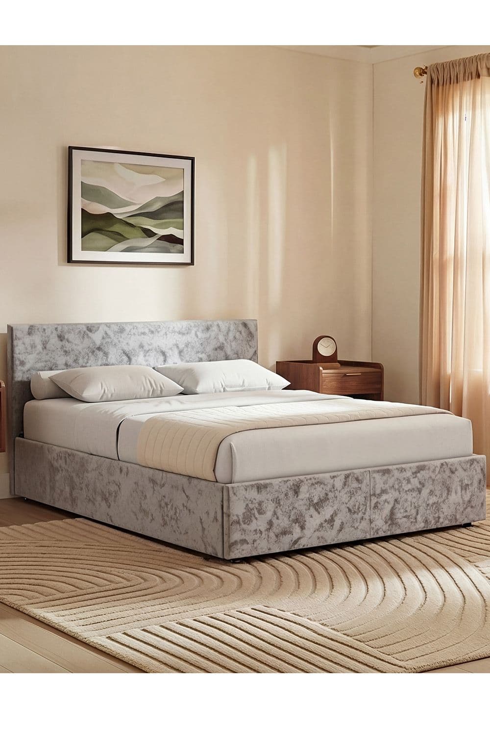 Vida Designs Veronica King Ottoman Bed Velvet Fabric 820 x 1580 x 2080 mm