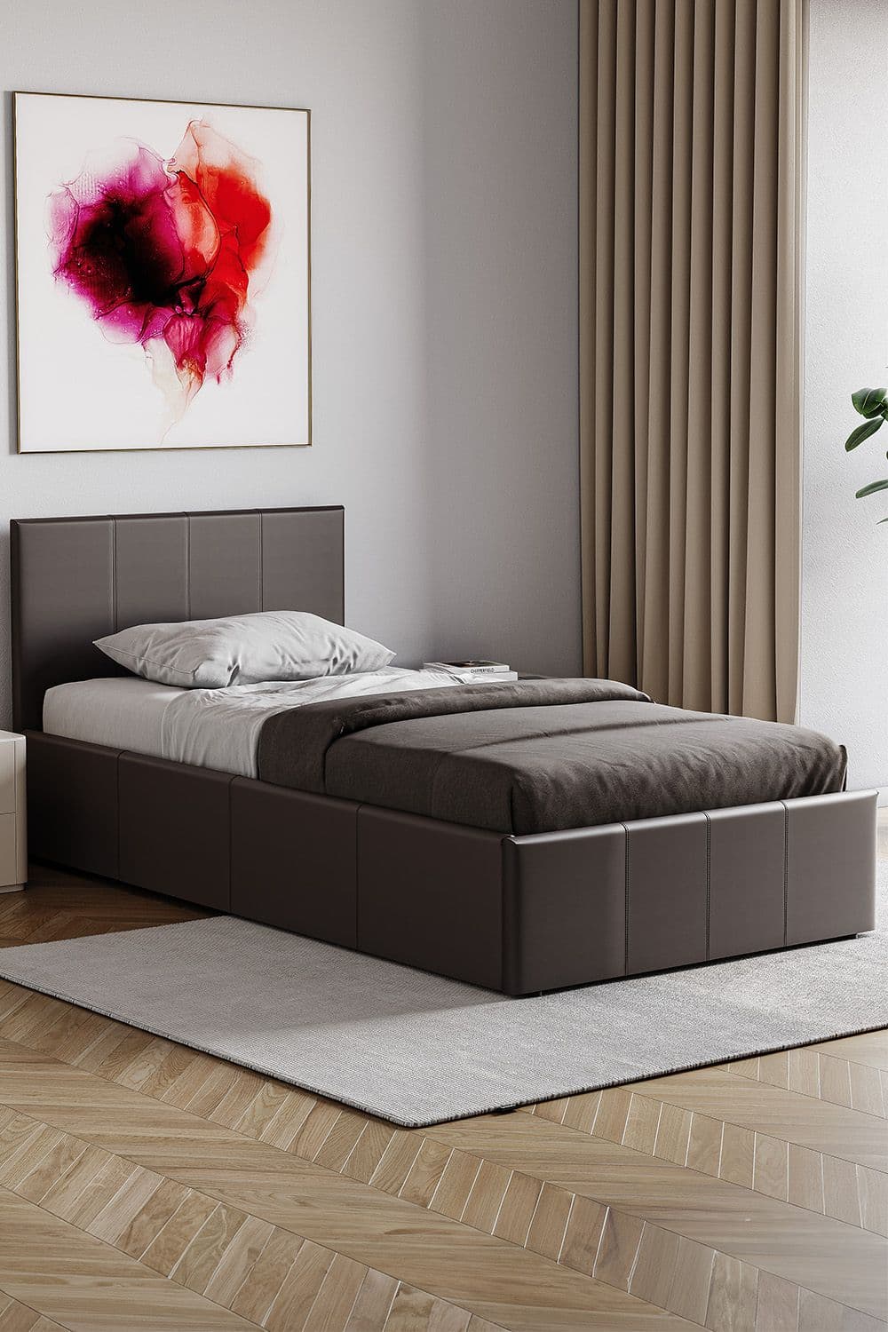 Vida Designs Lisbon Single Ottoman Faux Leather Bed Frame 870 x 980 x 2000 mm