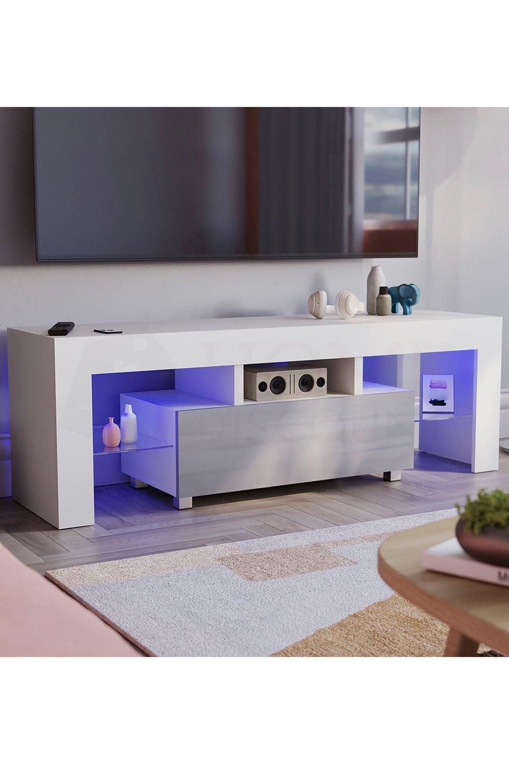 Vida Designs Luna 1 Drawer LED TV Unit Up to 55 Inches 450 x 1300 x 350 mm