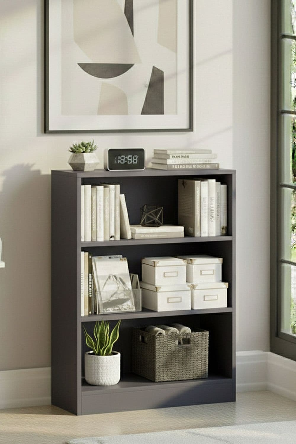 Vida Designs Cambridge 3 Tier Low Bookcase 750 x 600 x 240 mm
