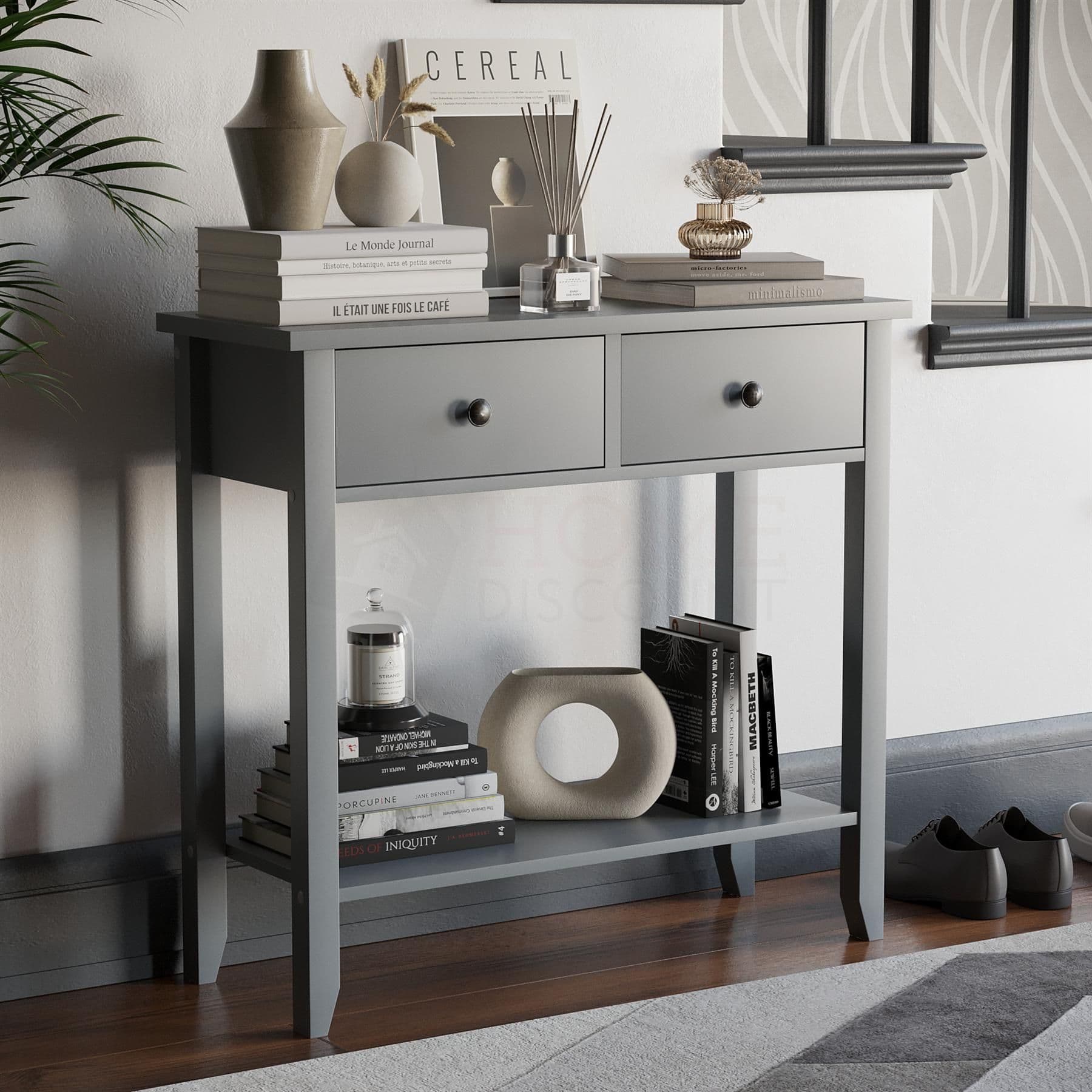 Vida Designs Windsor 2 Drawer Console Table Side Table Storage Organizer 740 x 800 x 300 mm