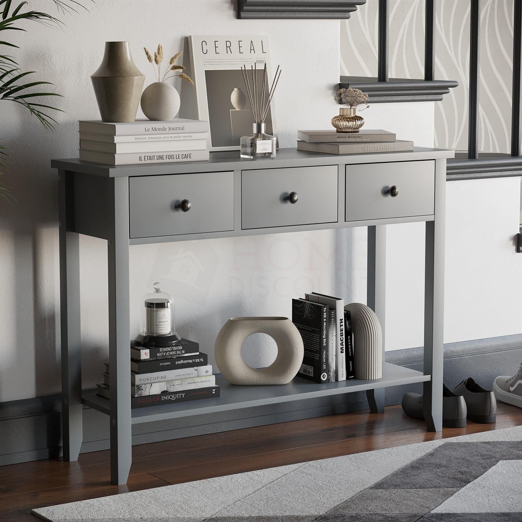 Vida Designs Windsor 3 Drawer Console Table Side Table Storage Organizer 740 x 1000 x 300 mm