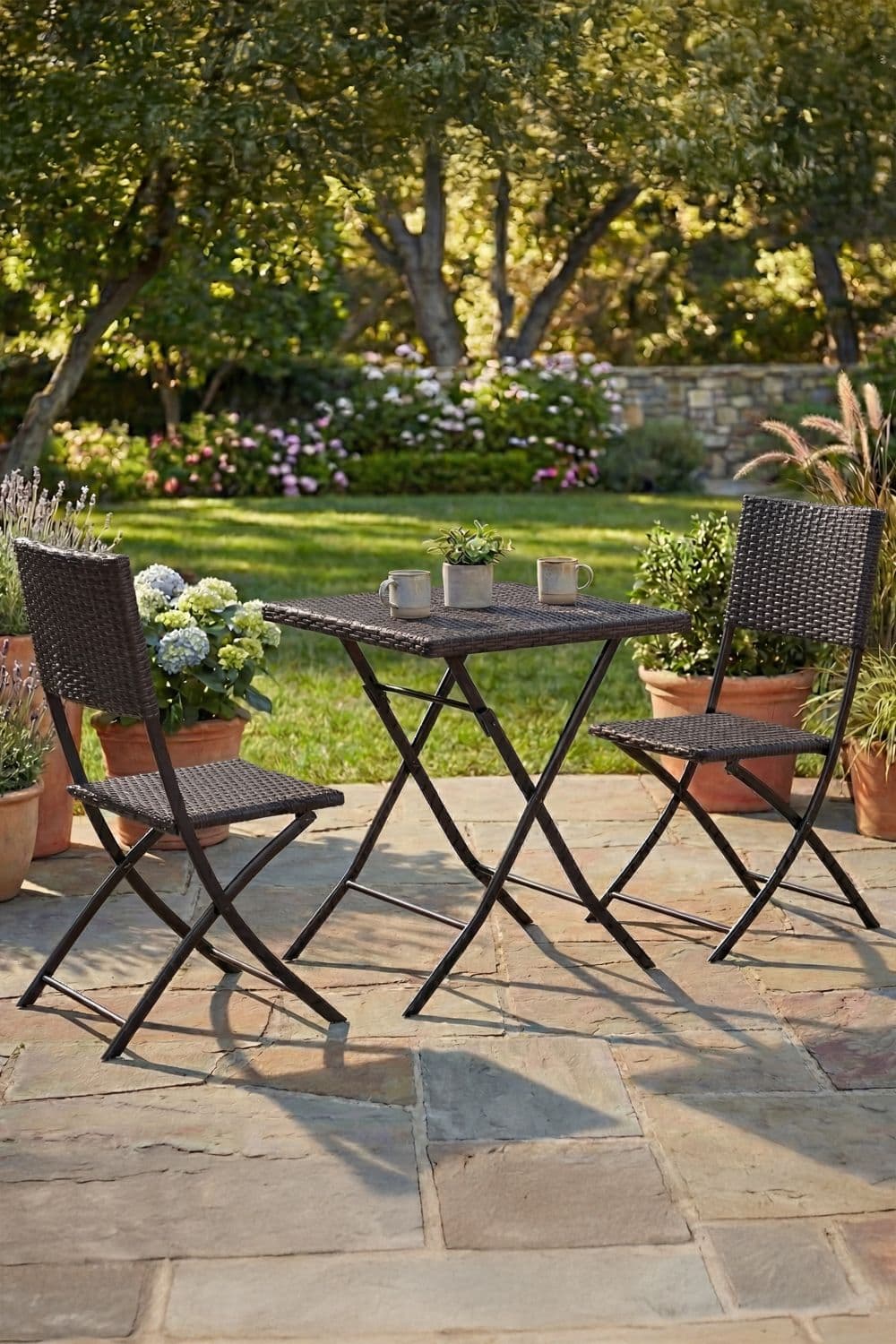 3 Pcs Garden Vida Capri 2 Seater Rattan Bistro Set Garden Furniture 2 Chairs Table