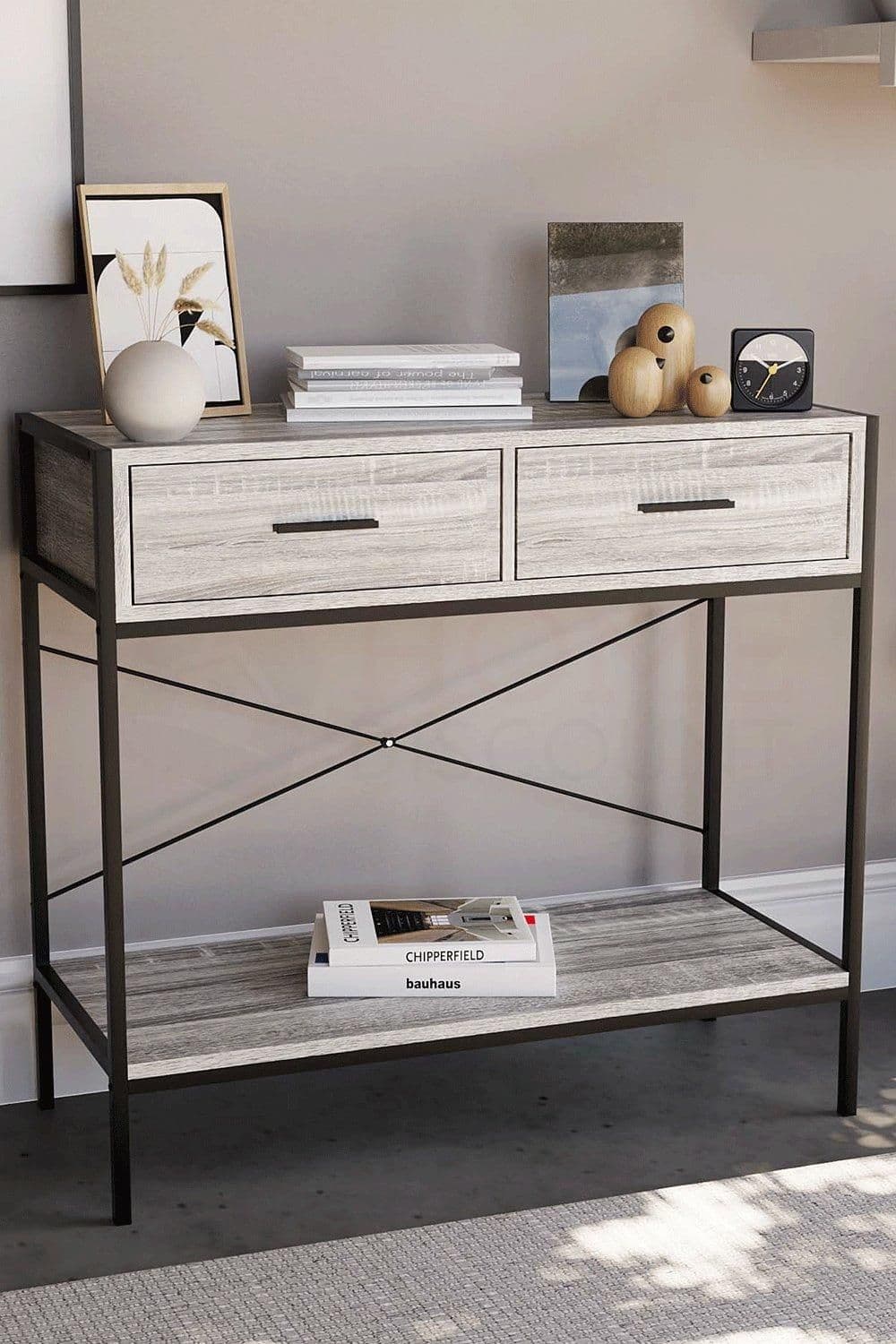 Vida Designs Brooklyn 2 Drawer Console Table Storage Organizer 740 x 800 x 340 mm