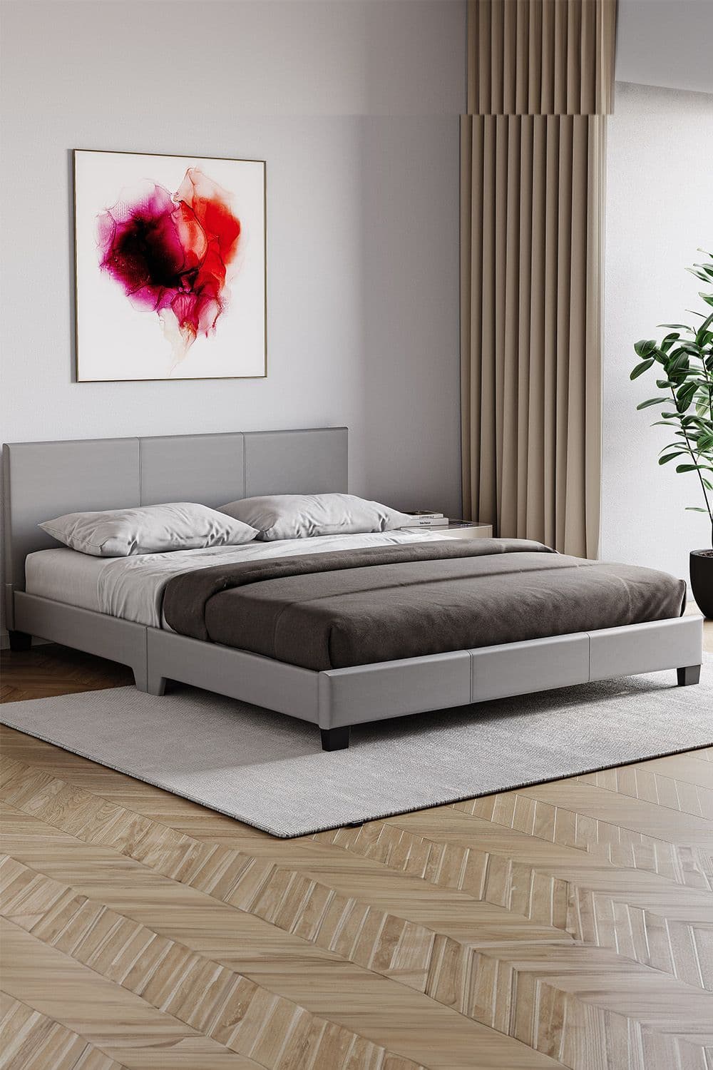 Vida Designs Lisbon King Faux Leather Bed Frame Bedroom Furniture 770 x 1550 x 2080 mm