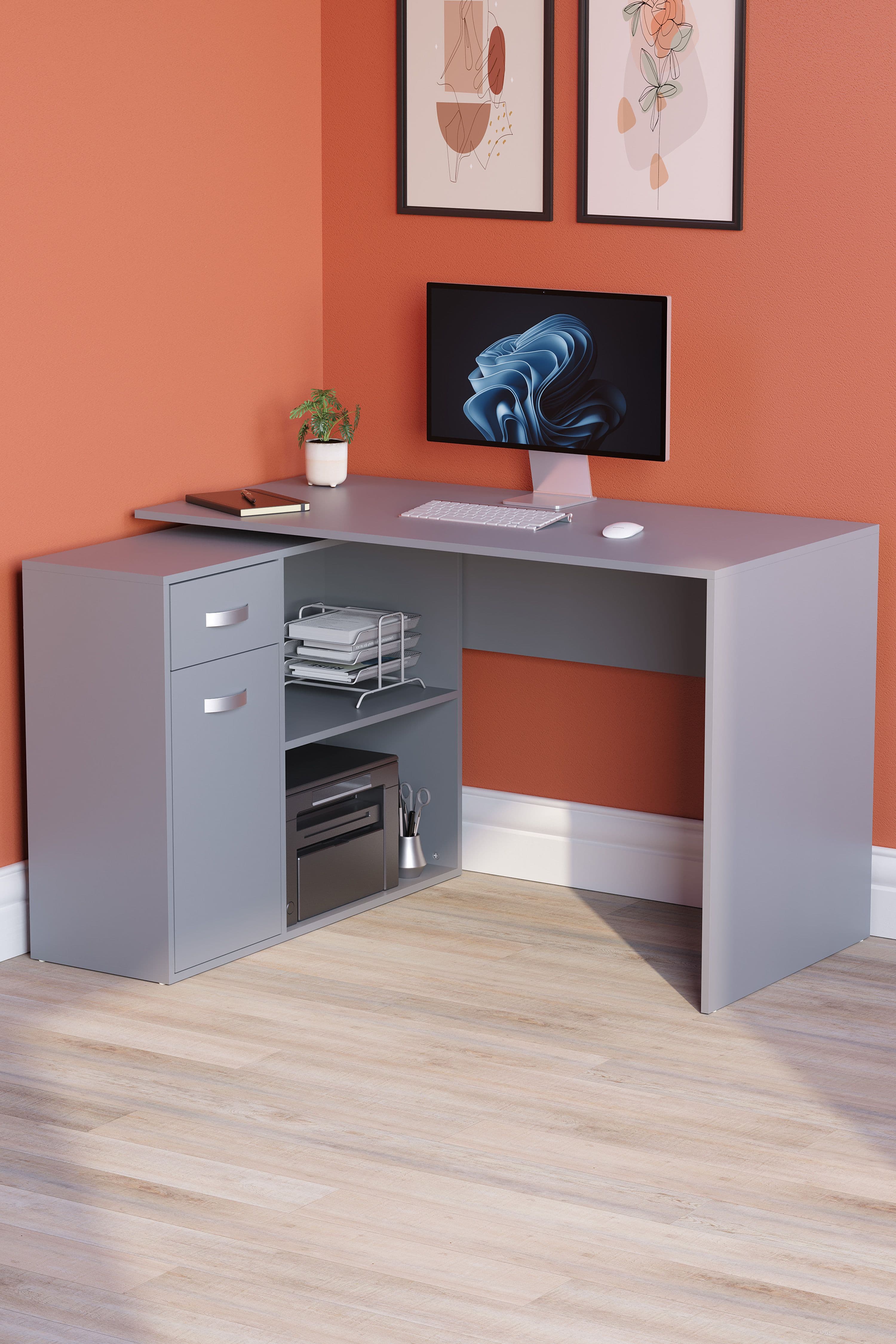 Vida Designs Longton Adjustable Computer Desk Storage Office Study Gaming Table