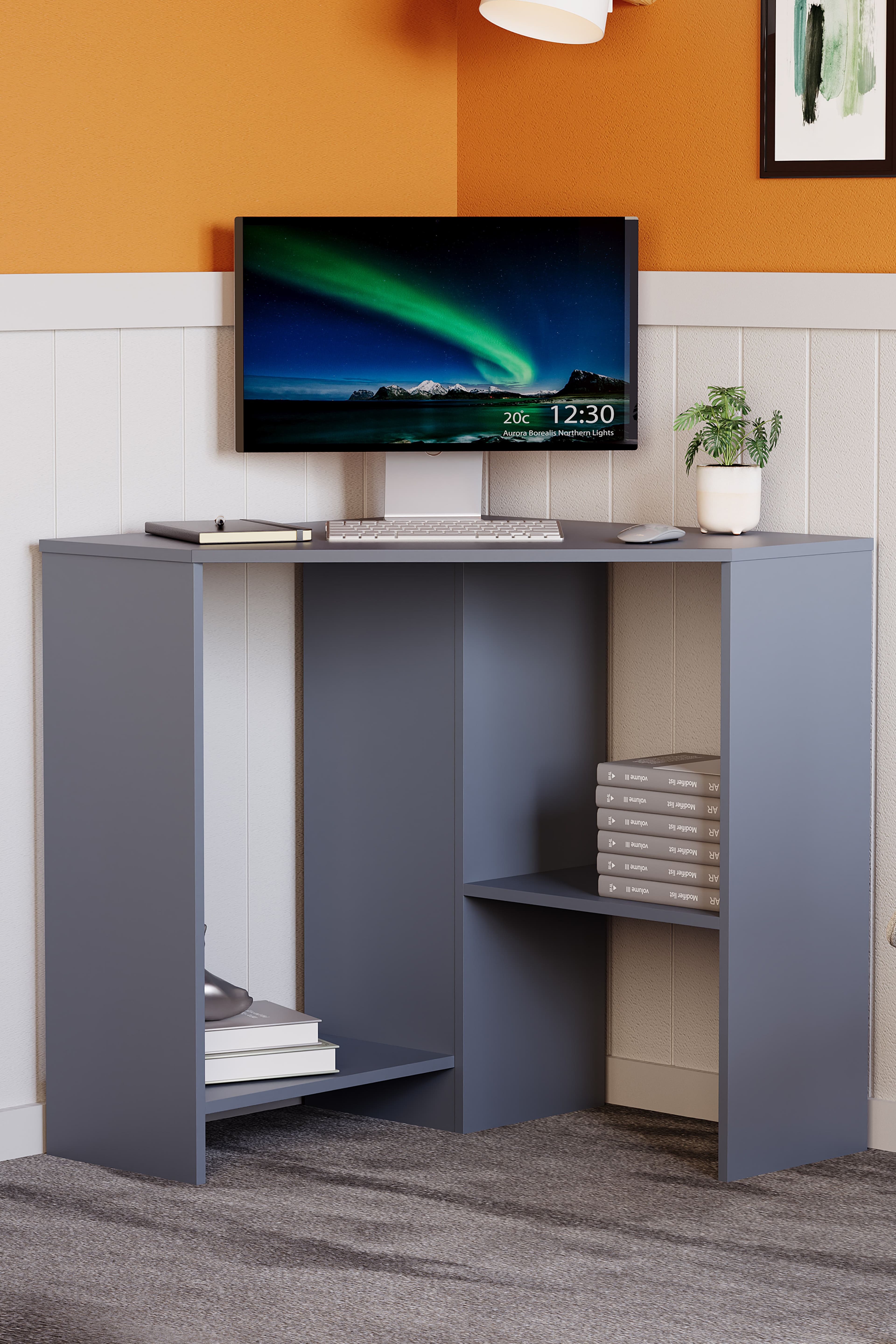 Vida Designs Hetton Corner Computer Desk Storage Office Study Gaming Table