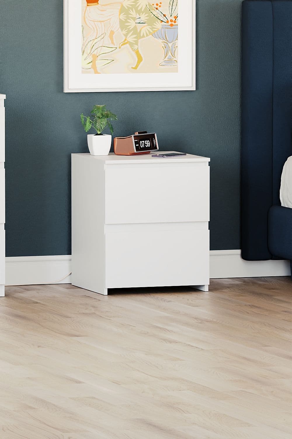 Vida Designs Denver 2 Drawer Large Bedside Chest Drawers Bedroom Furniture