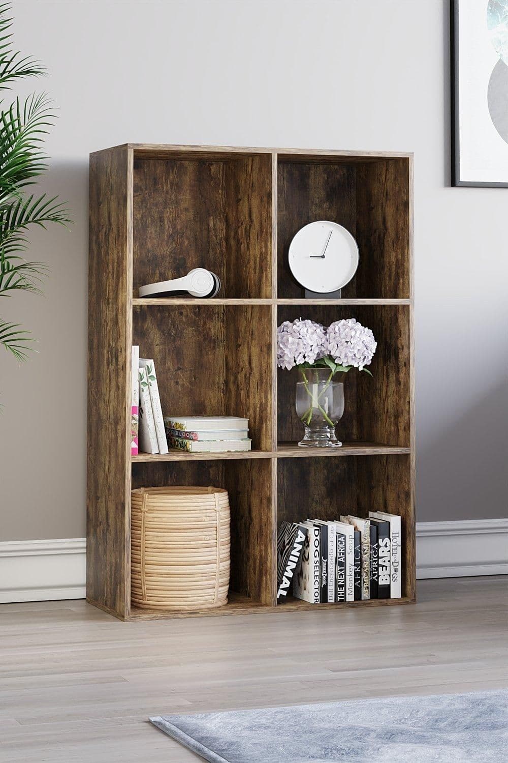 Vida Designs Durham 2x3 Cube Storage Unit Bookcase MDF Dark Wood 965 x 645 x 290 mm