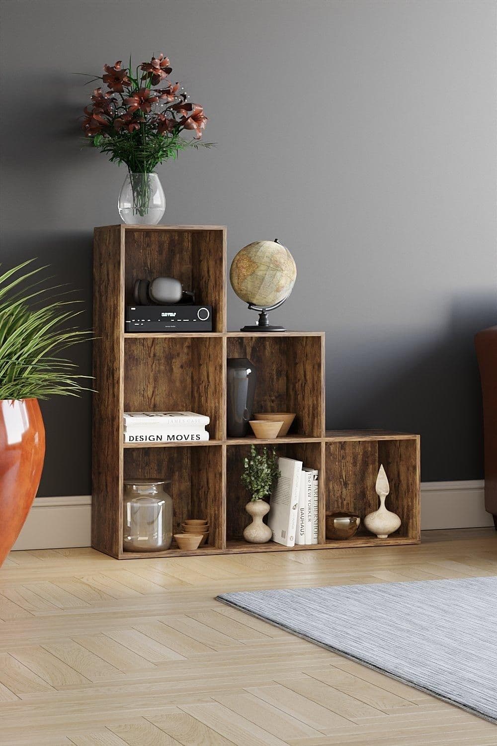 Vida Designs Durham 6 Cube Staircase Storage Unit Bookcase 965 x 965 x 290 mm
