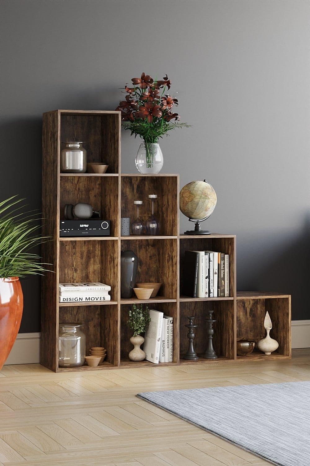 Vida Designs Durham 10 Cube Staircase Storage Unit Bookcase 1280 x 1280 x 290 mm
