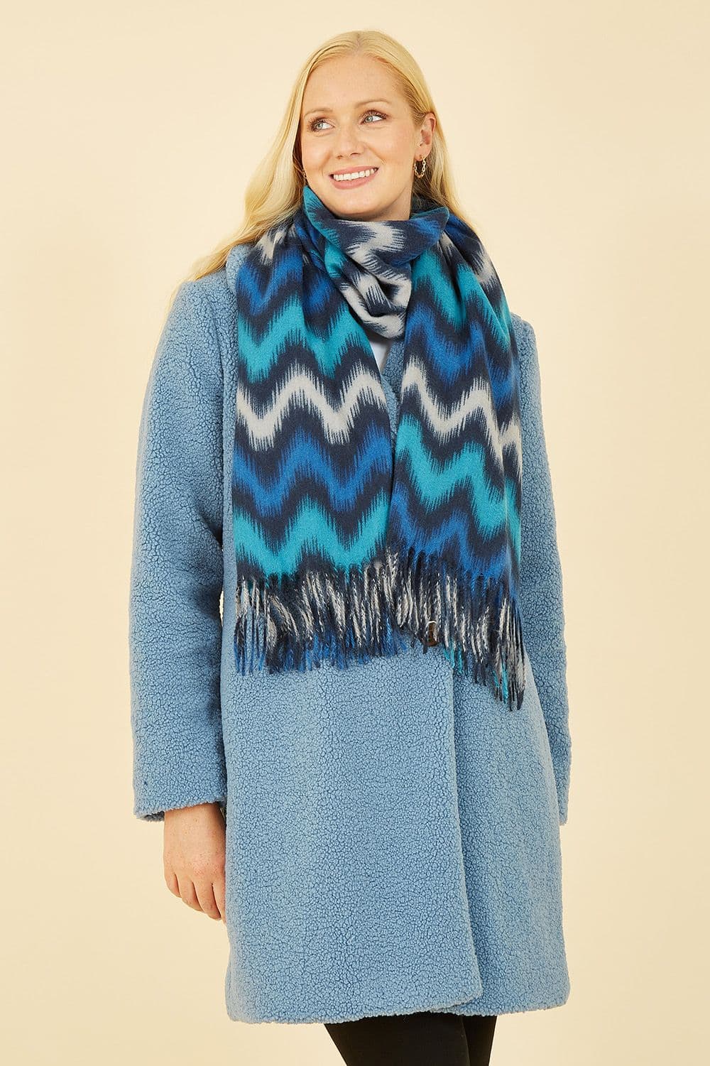 Blue Zig Zag Printed Scarf