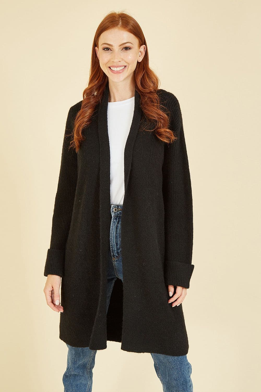 Black Knitted Long Cardigan