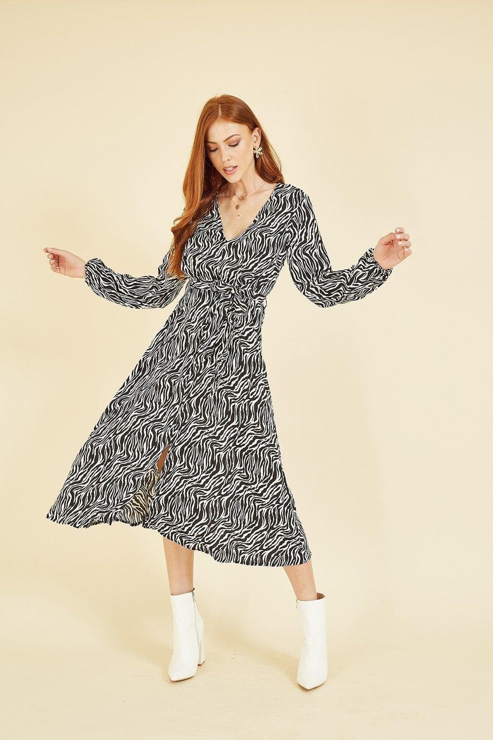 Zebra Print Midi Dress