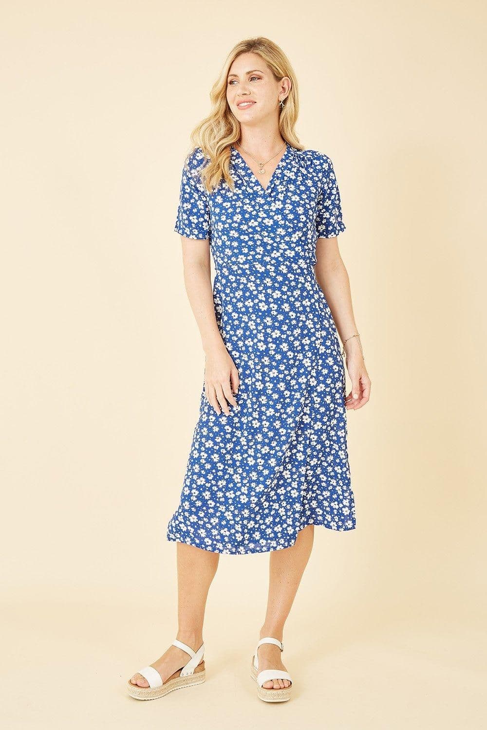 Ditsy Print Wrap Over Dress