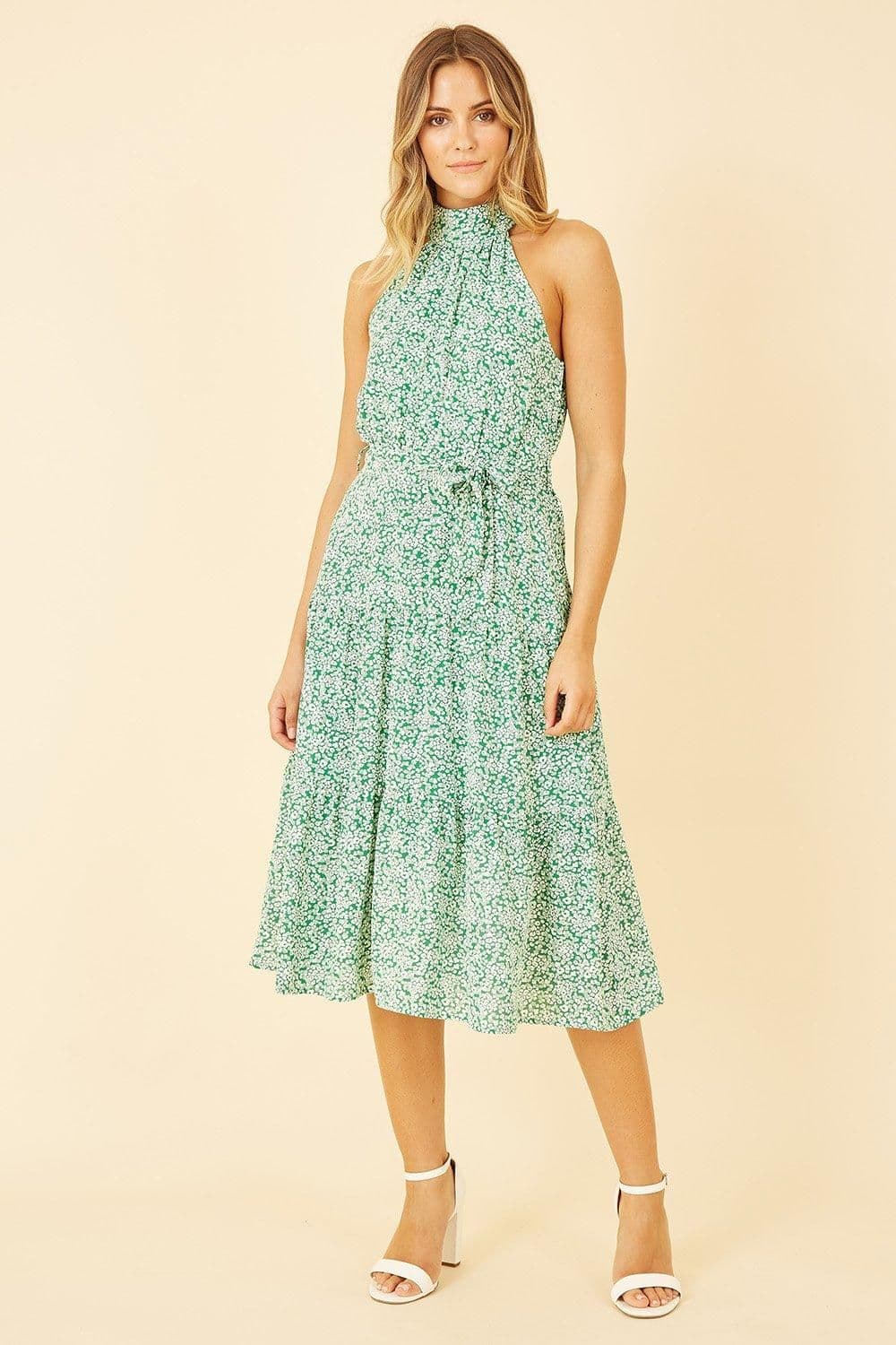 Ditsy Floral Halter Neck Midi Dress